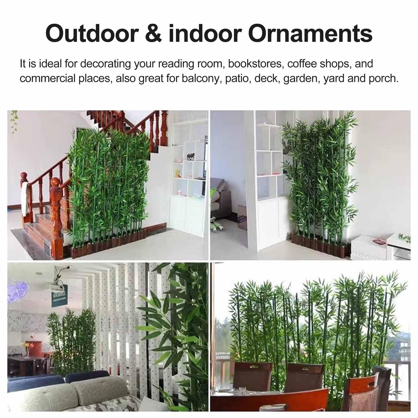 Artificial Green Bamboo Plant Balcony Privacy Screen Plants Privacy Fence for Outdoor Garden Terrace Courtyard Entrance(100cm/3.3ft)