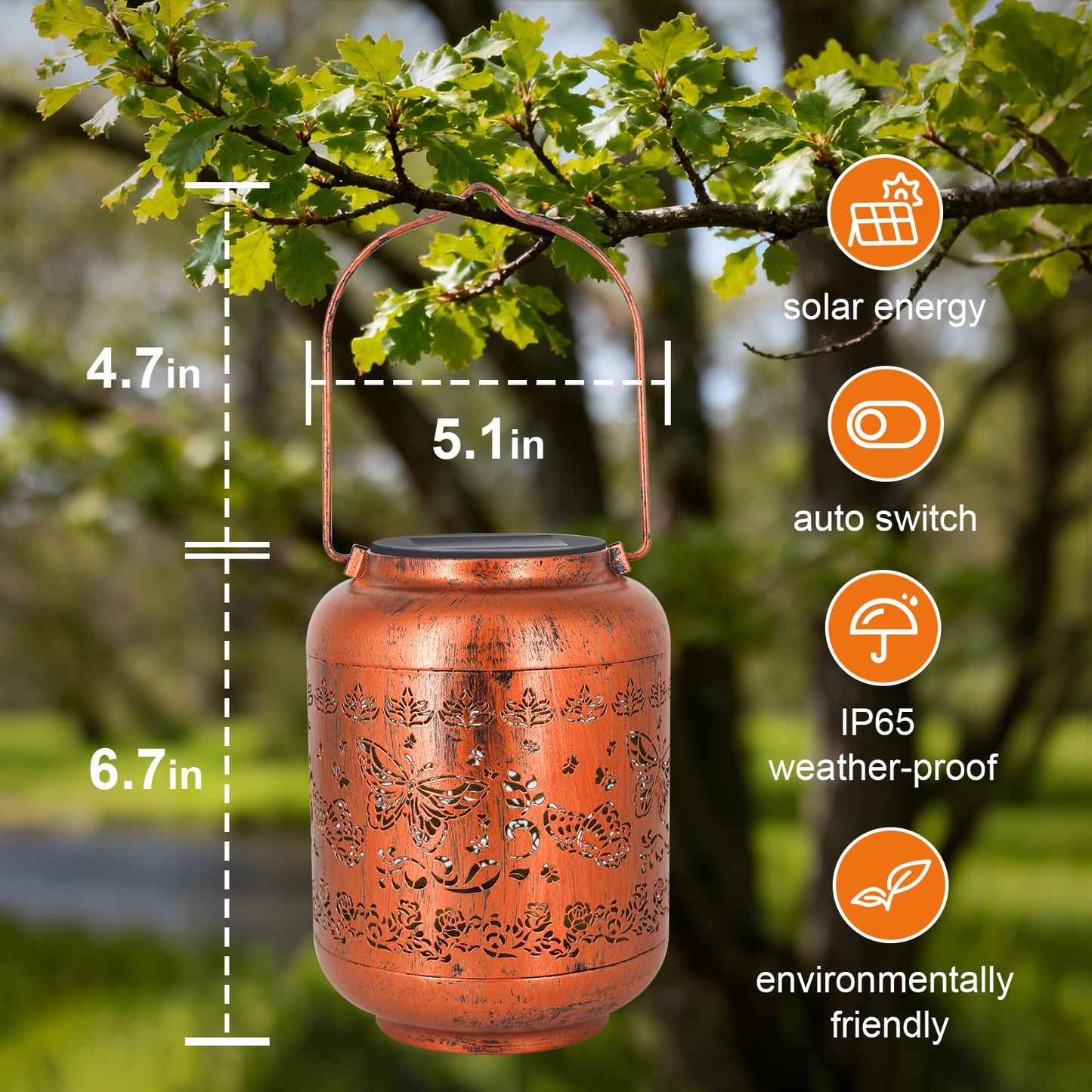 Mothers Day Gifts for Mom Women - Butterfly Solar Lanterns Outdoor Waterproof Metal Hanging Solar Lights for Yard Garden Decor Gardening Ornament Birthday Gifts for Her Grandma