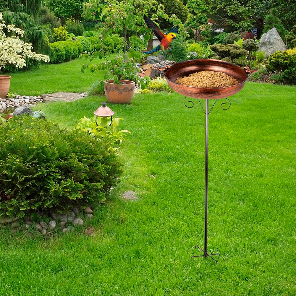 DREAMSOUL 38 Inch Tall Bird Bath with Stake, Vintage Copper Bird Bath for Outside Metal Freestanding Birdbath for Garden Yard Patio