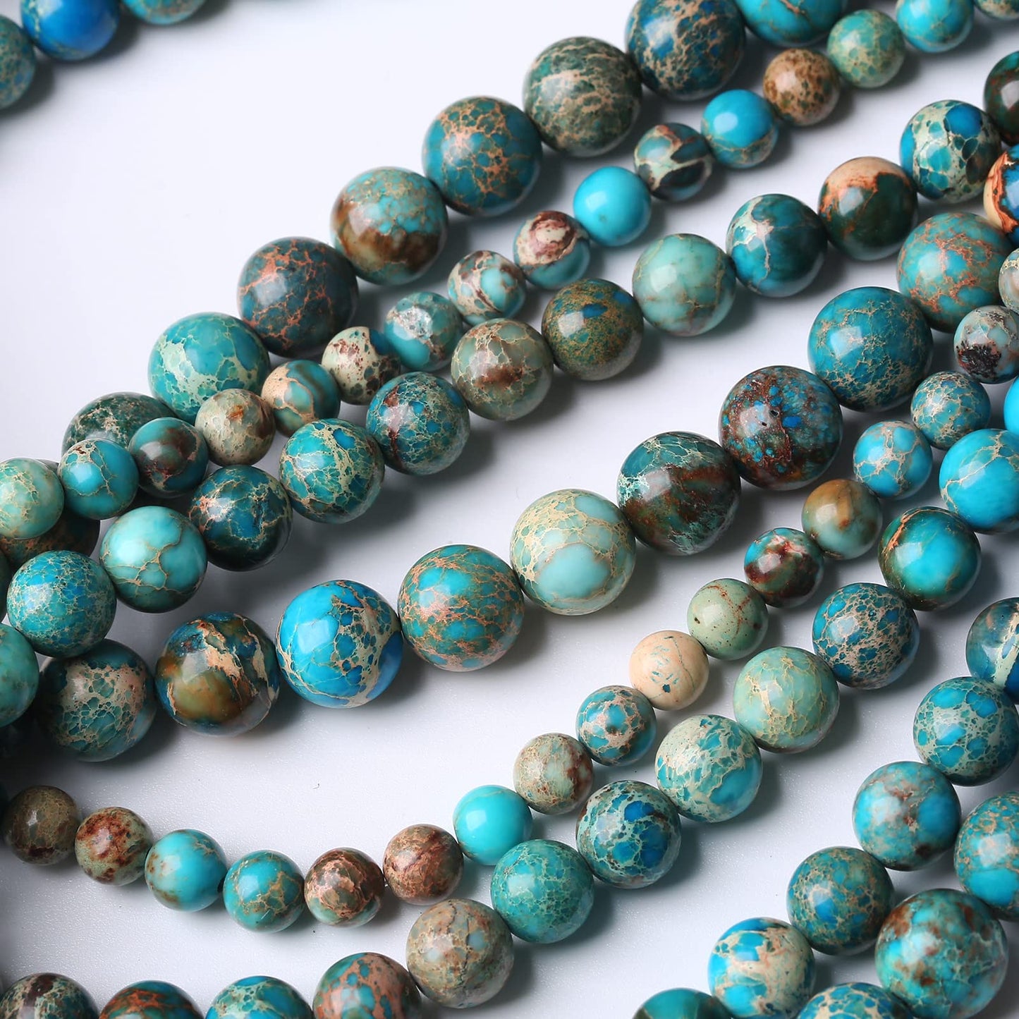 45PCS 8MM Natural Blue Imperial Jasper Stone Beads Round Shape Suitable for Jewelry DIY Bracelet 15 Inches