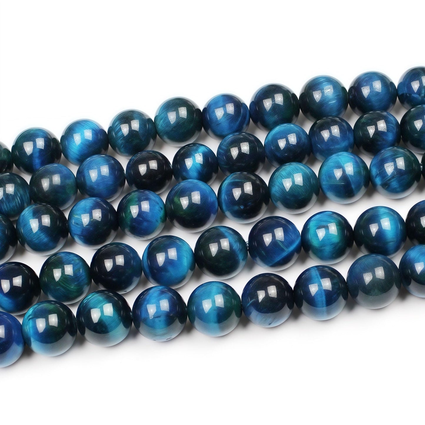 MJDCB Stone Beads 8mm 43pcs Round Sky Blue Tiger's Eye Loose Gemstone Bead Charms for Jewelry Making Bracelet Necklace Earring Pendant