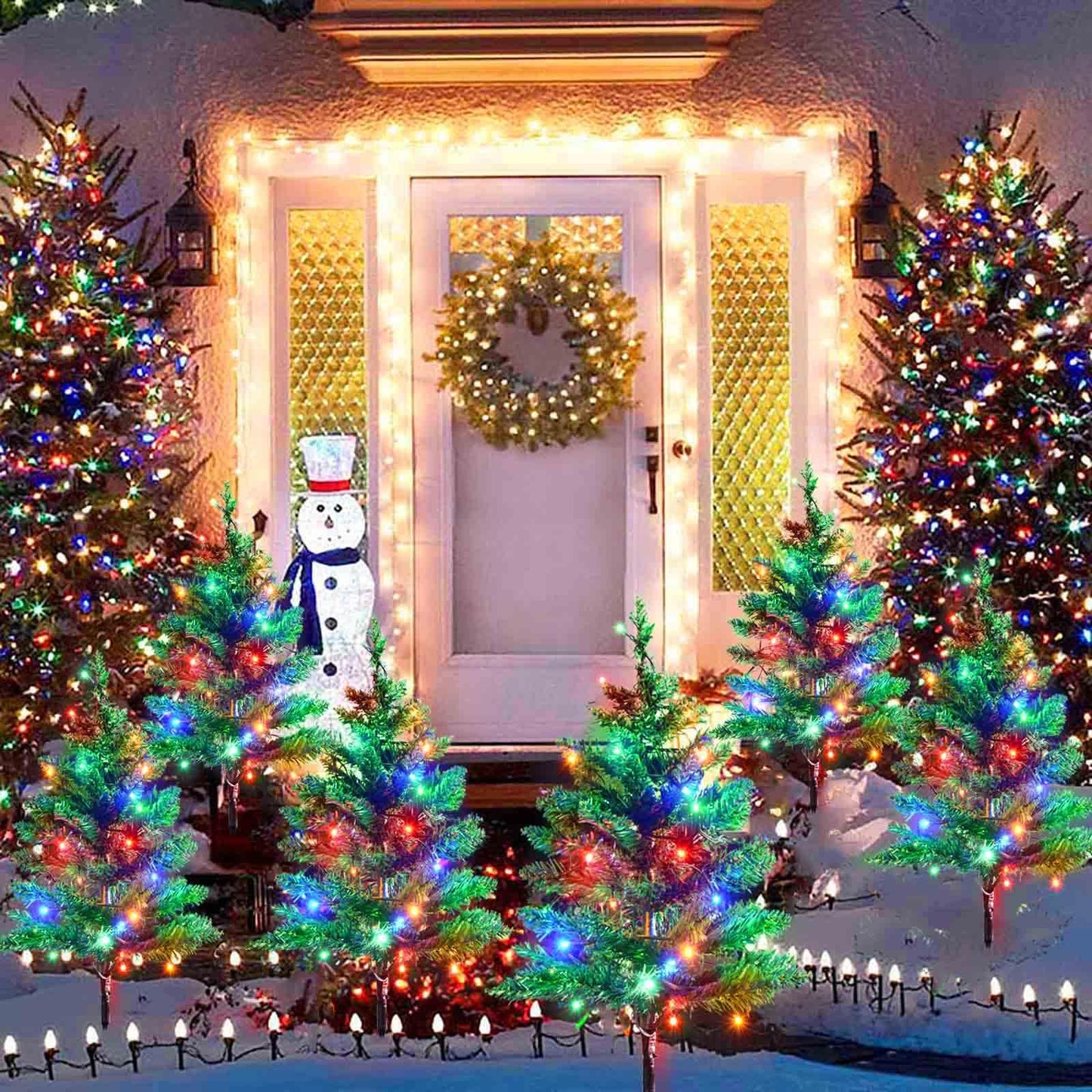 Windpnn Upgraded 6-Pack 120 LED Solar Christmas Garden Stake Lights, Outdoor Waterproof Solar Xmas Tree Yard Stake Christmas Pathway Lights for Christmas Decorations Garden Yard Lawn Pathway (8 Modes)