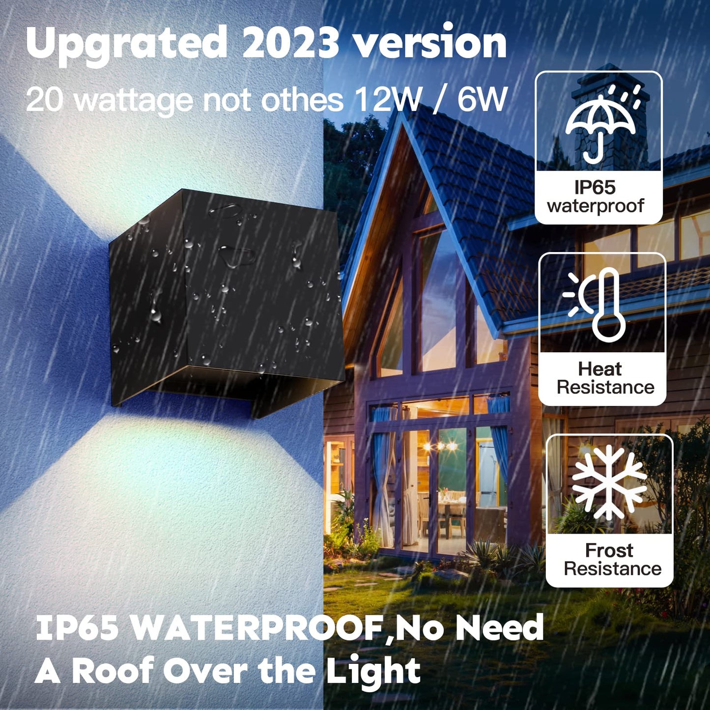 Scpitw Outdoor Wall Lights 2PCS 3000k Wall Light Outdoor Porch Light Modern Wall Sconce up Down Light Outdoor Wall Light fixtures 20W LED Wall Pack Light
