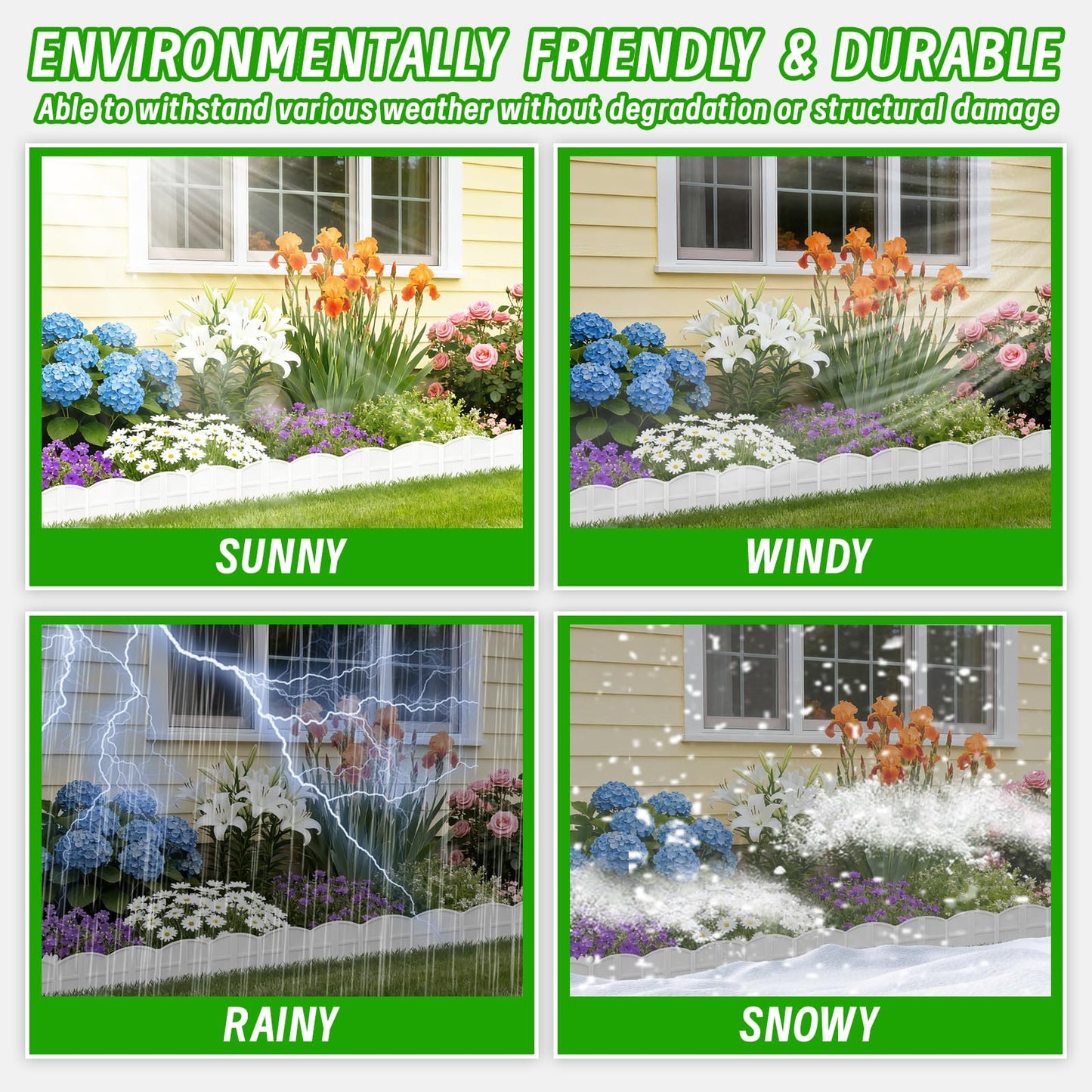 30Ft Landscape Edging Garden Edging Border Lawn Edging 30Pcs Landscape Edging Border with 30Pcs Stakes Kits White Edging for Landscaping Decorative Garden, Flower Bed, Yard and Lawn