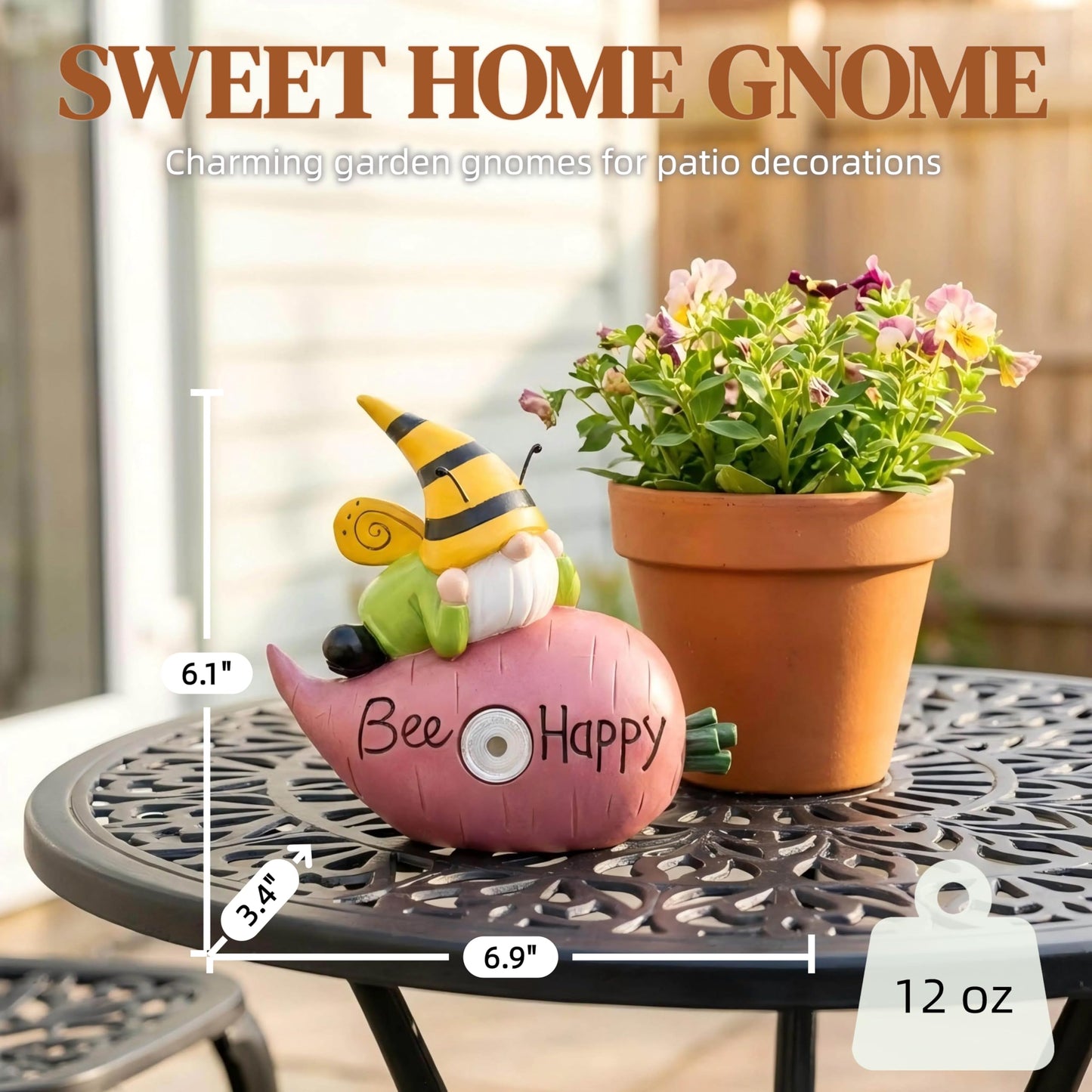 Lune cle Garden Gnomes Outdoor, Solar Gnome Garden Statue & Fairy Garden Accessories, Funny Garden Gnome Yard Ornaments & Lawn Statues, Resin Decor Gnomes Gifts for Women Mom