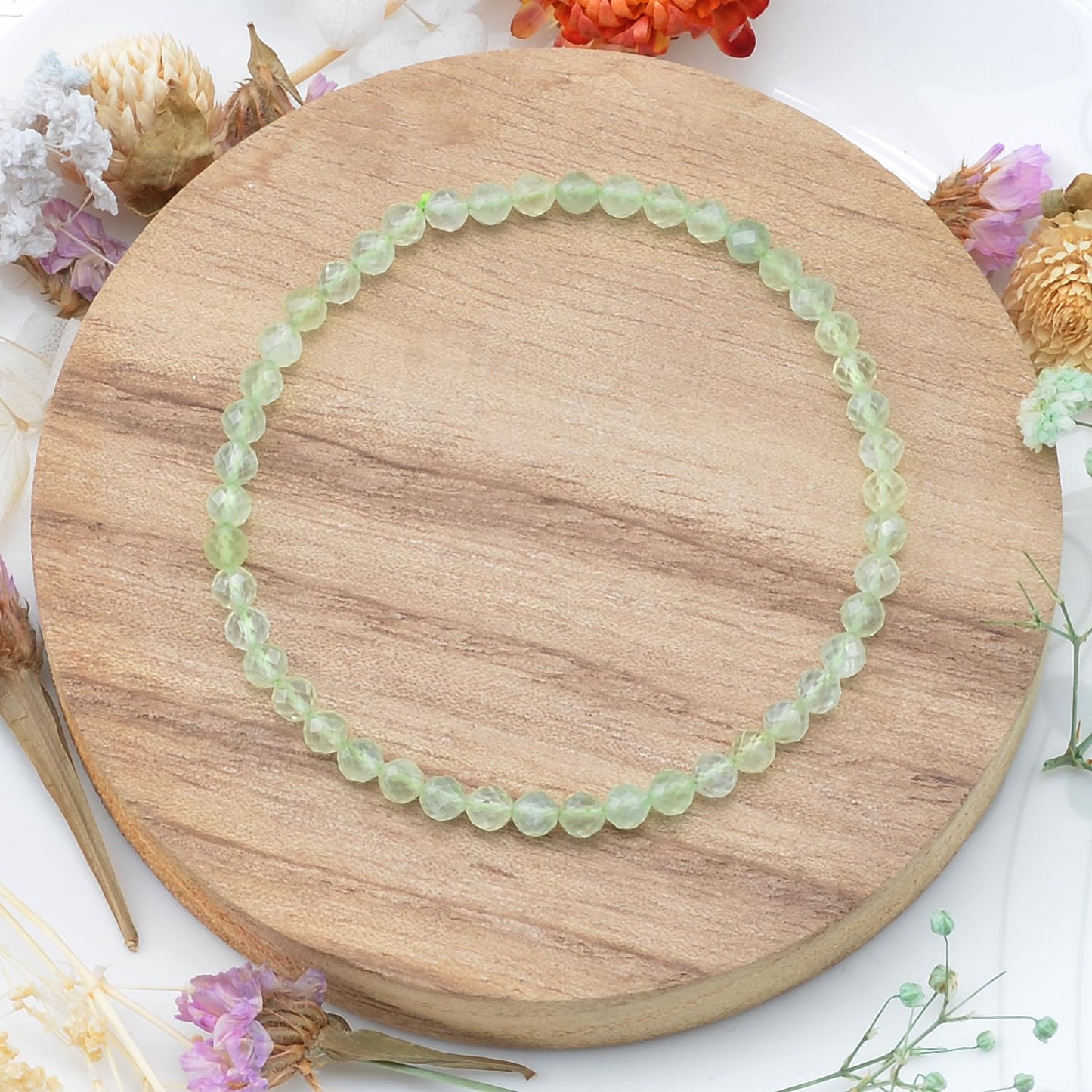 MASSIVE BEADS Natural Genuine Gemstone Beads Healing Crystal Chakra Reiki Jewelry Faceted Round Beads Bracelets (Prehnite, 3mm)