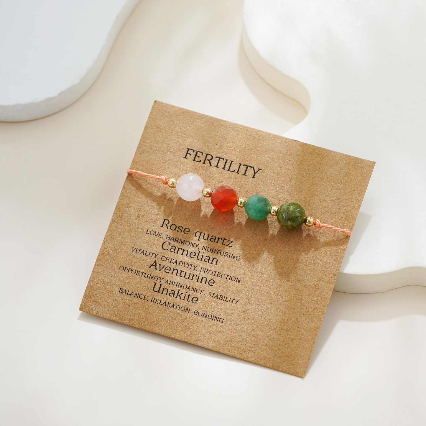 Fezodo Fertility Bracelets For Women, Natural Crystals and Gemstones Energy Healing Crystal Beaded Bracelet mas Valentines day Birthday Gift for Friends Women