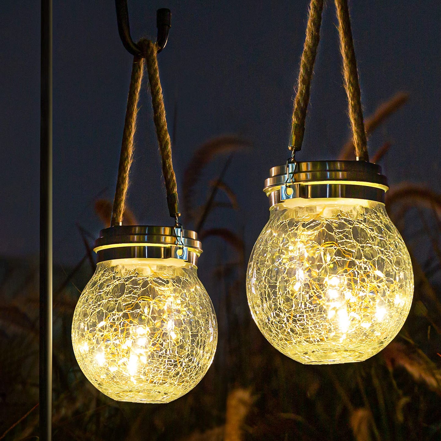 ROSHWEY Solar Lantern Gifts for Women, 2 Pack Hanging Garden Decor Lights Outdoor Waterproof with 30 LED for Halloween Christmas Easter Gift, L Size