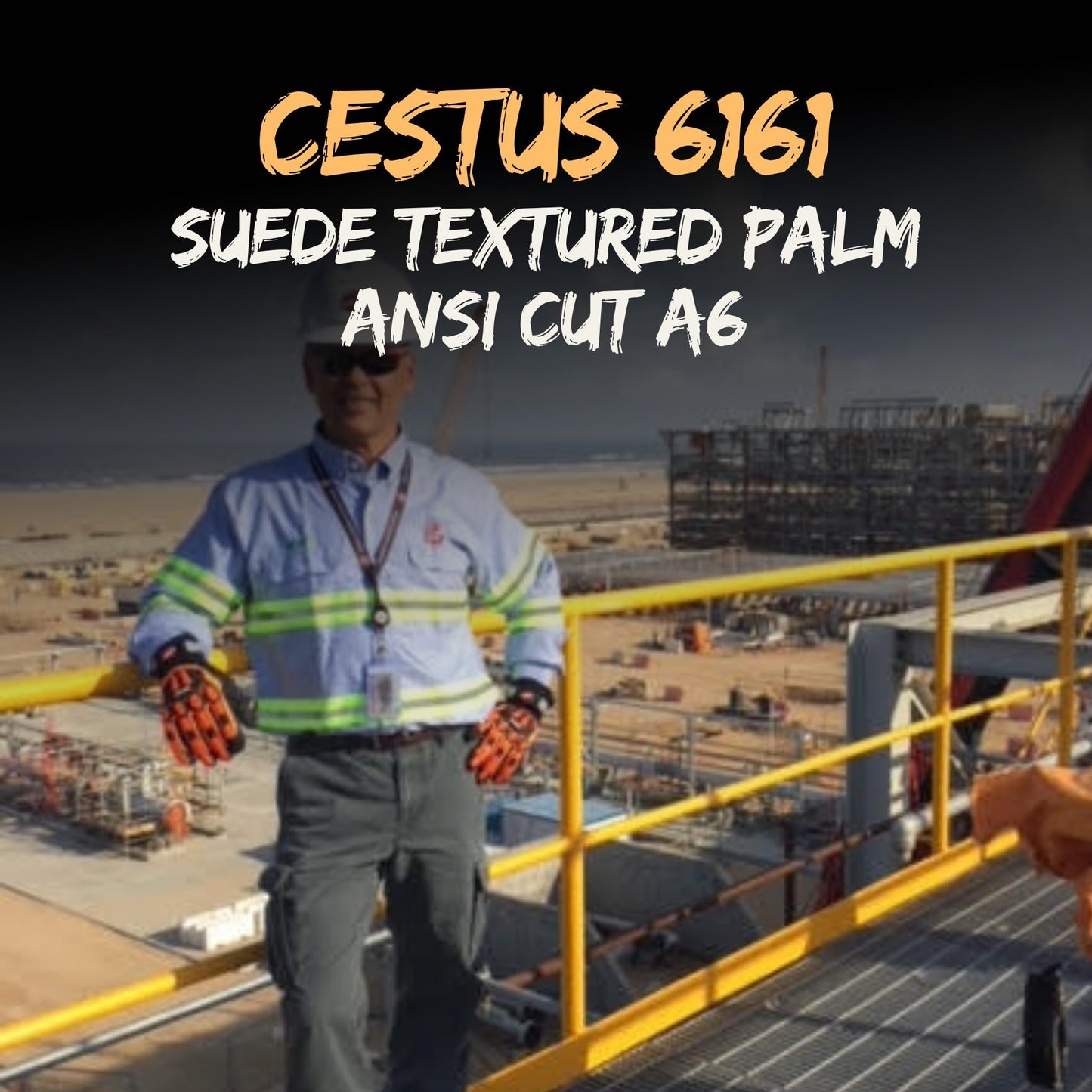 Cestus 6161, ANSI A6 Cut-Resistant Impact Gloves (1,3,10,50 Pairs) Dense Fabric Palm, Heavy Duty Safety Work Gloves, Utility (1 Pair, Small)
