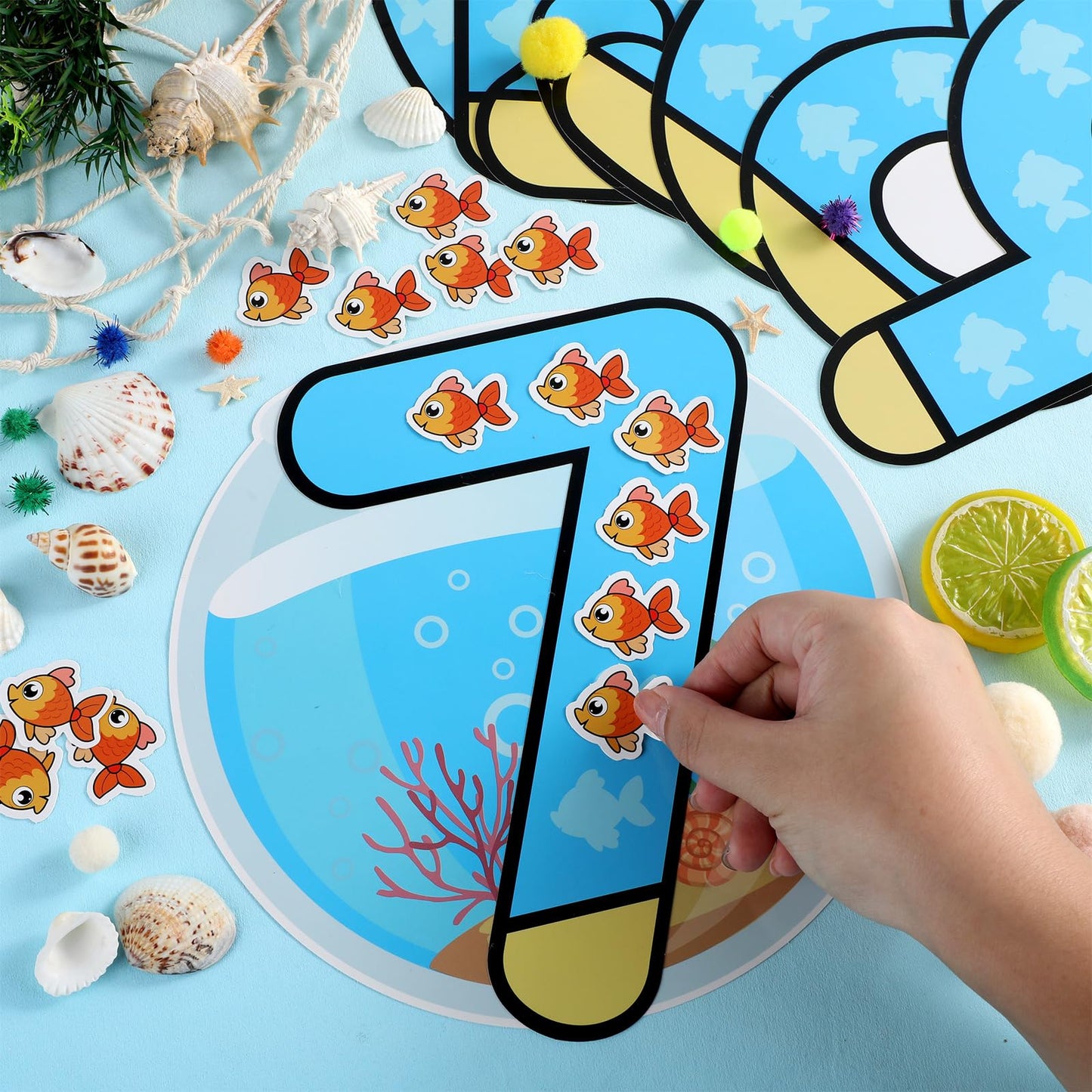 Lonfliness 32Pcs Jumbo Numbers Bulletin Board Set for Classroom Ocean Educational Learning Math Posters for Kids Numbers 1-10 Poster for Elementary School Math Classroom Wall Decor
