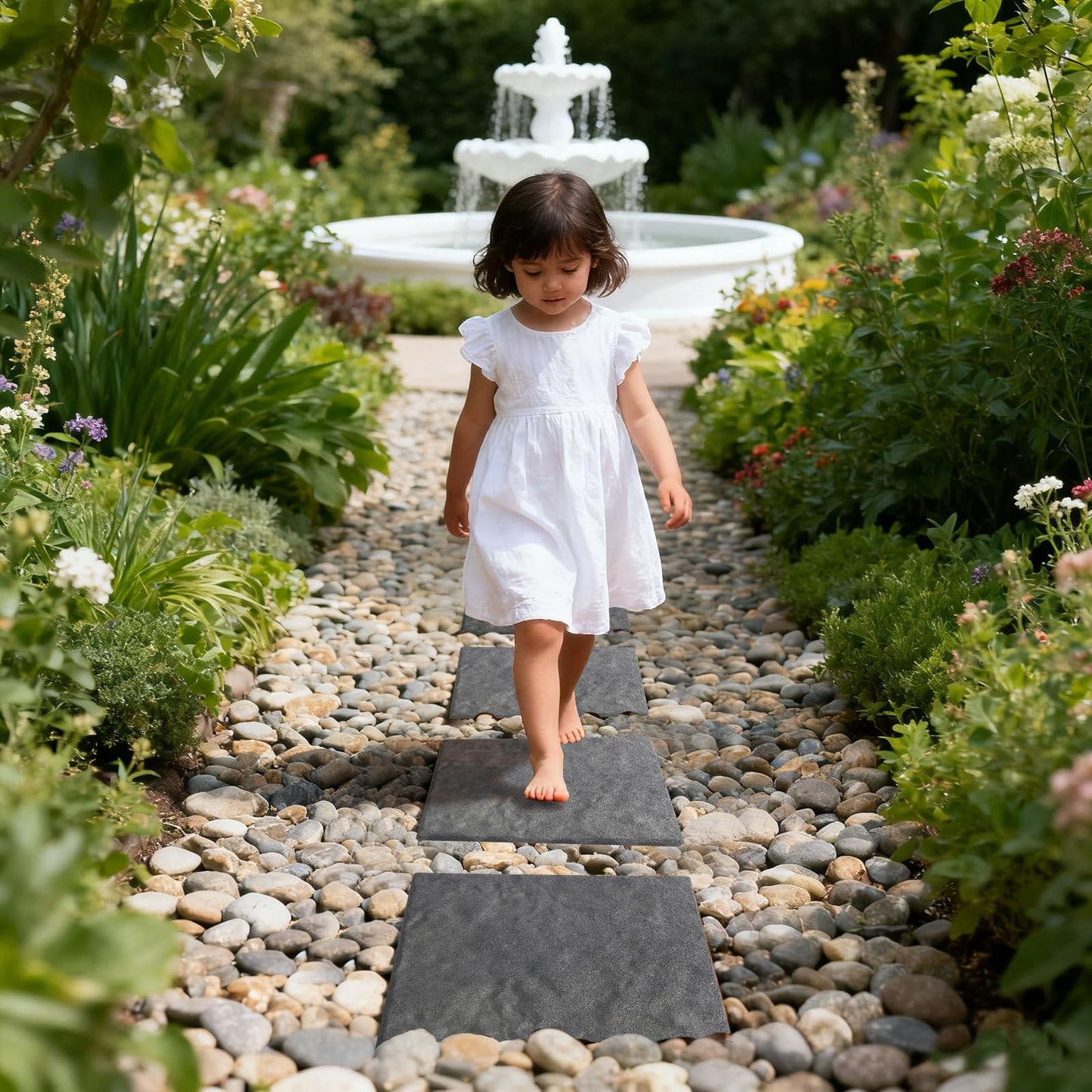 Sekcen 3 Pack Rubber Stepping Stones 15.75”x15.75” Outdoor Garden Walkway Recycled Paving Stones Pavers for Walkways