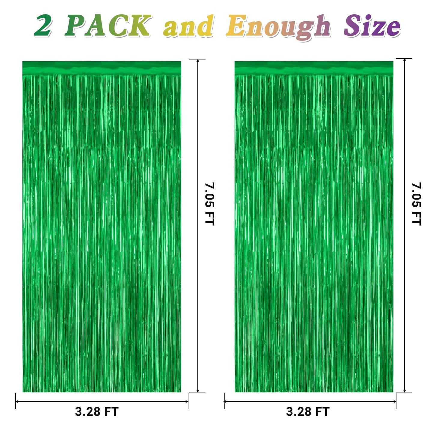 2 Pack Tinsel Backdrop, 3.28 FTx7.05 FT Green St Patricks Day Party Decorations, Metallic Backdrop Curtains Tinsel Curtains Streamer Backdrop, Party Supplies Wall Decor for St. Patricks Party Birthday