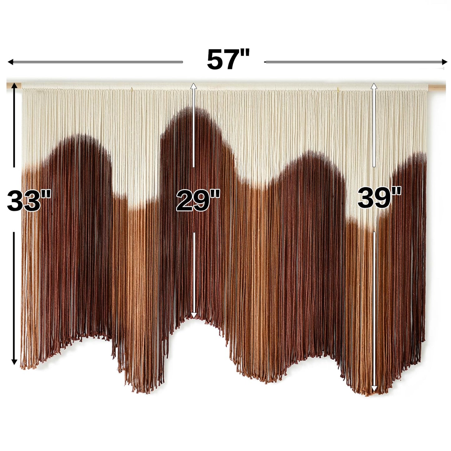 IOWER Macrame Wall Hanging Brown Dip-Dyed Large Handmade Macrame Cord Fiber Art Boho Wall Decor for Bedroom Living Room 57" W x 39" L
