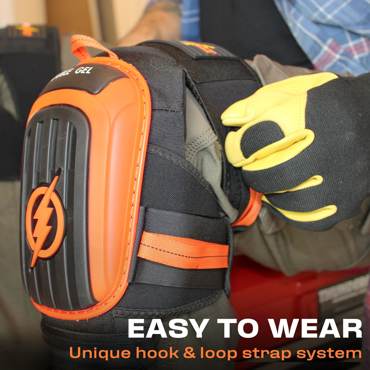 Thunderbolt Knee Pads for Men Construction Knee Pads for Work for Men and Women with Double Gel for Gardening Flooring Roofing Heavy Duty with Extra Thick Foam and Strong Adjustable Non-Slip Straps