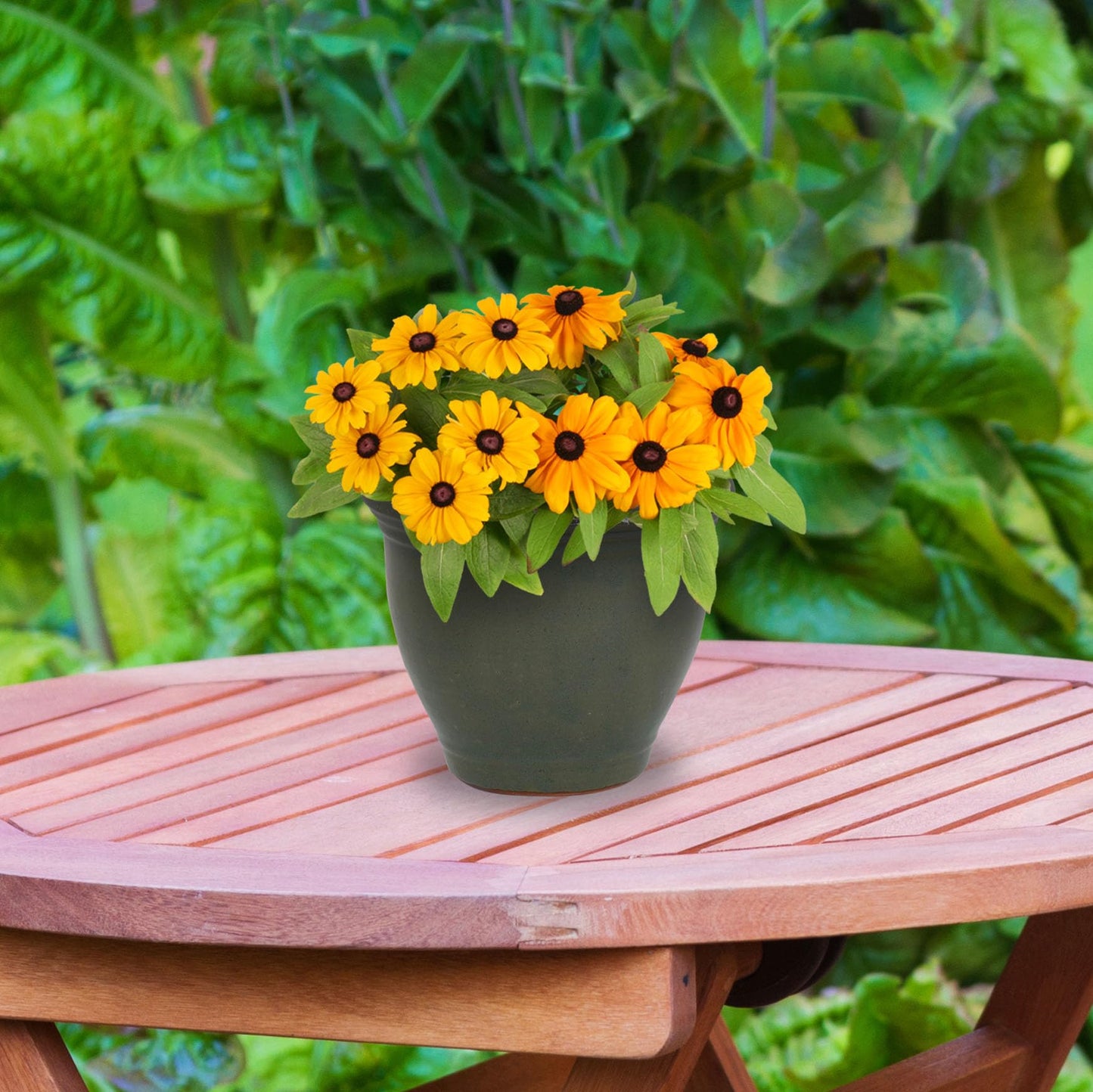 Sunnydaze Round Ceramic Planter - Set of 2 Indoor or Outdoor Plant Pots with Drainage Hole - Studio - 9" - Gray Glaze