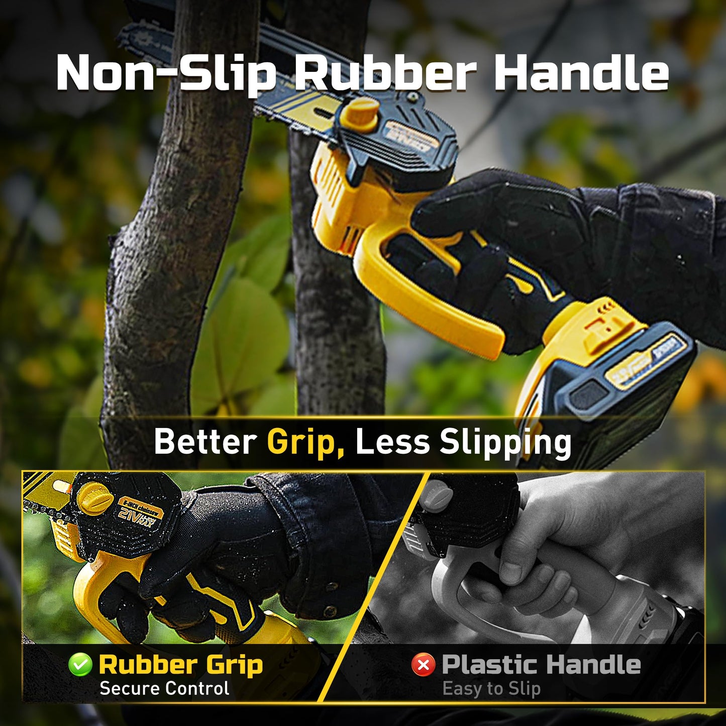6-Inch Mini Chainsaw Cordless, 21V 2.0Ah Battery Powered Electric Pruning Saw, One-Hand Chain Saw for Tree Trimming, Lightweight, Small and Easy Control for Seniors, Women, Beginners & Yard Work