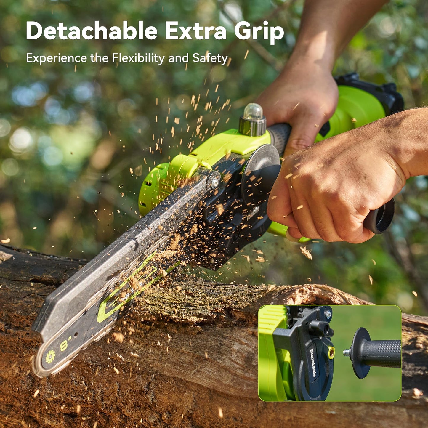 Mini Chainsaw Cordless, 8 Inch & 6 Inch Electric Chainsaw Battery Powered, 1000W Brushless Handheld Power Chain Saw with 2 Batteries, Small Tree Saw for Branch Trimming Wood Cutting