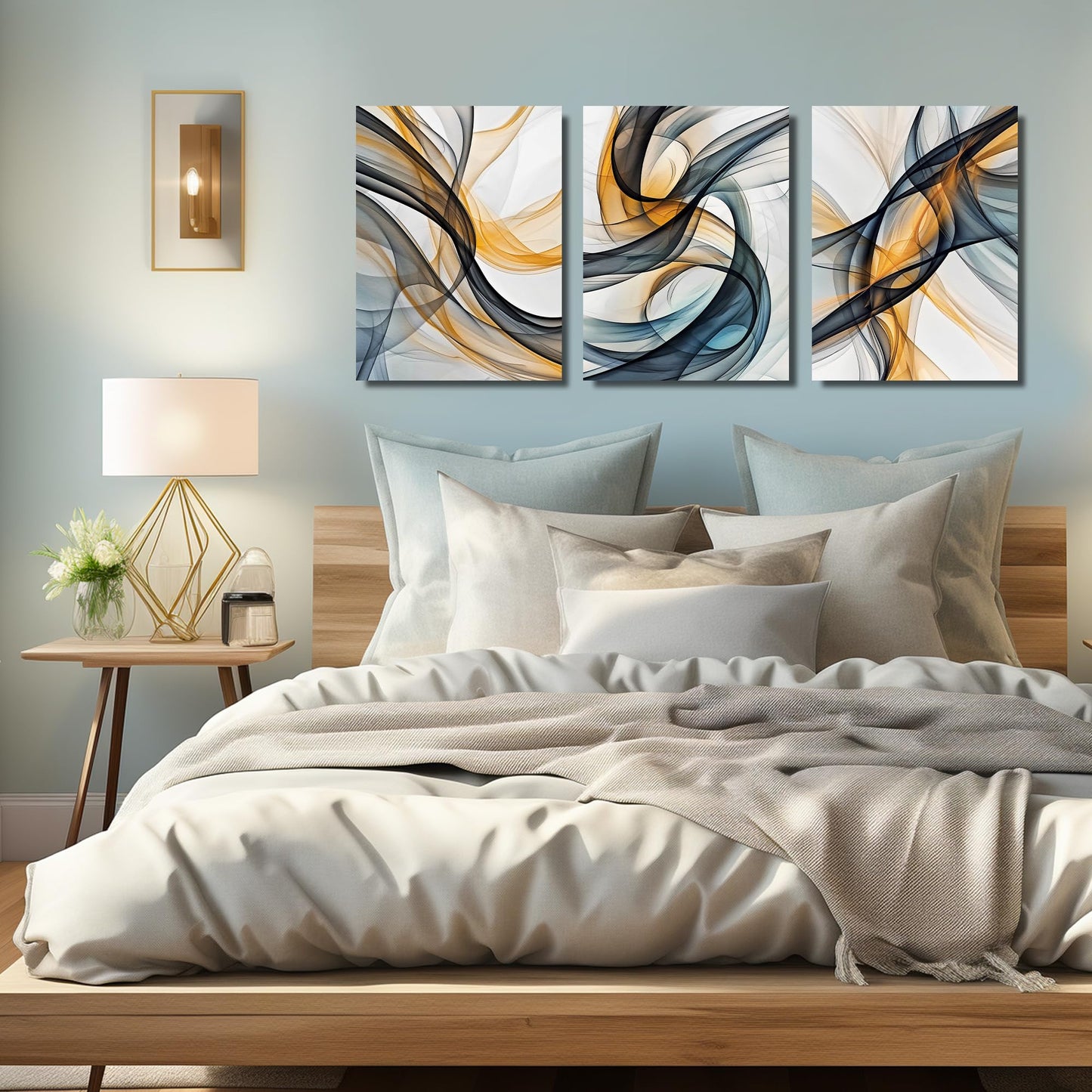 WVMAPTA Abstract Wall Decor for Living Room Modern Prints Wall Art Bedroom 3 Piece Canvas Wall Art for Office Size 12 x 16 Inch