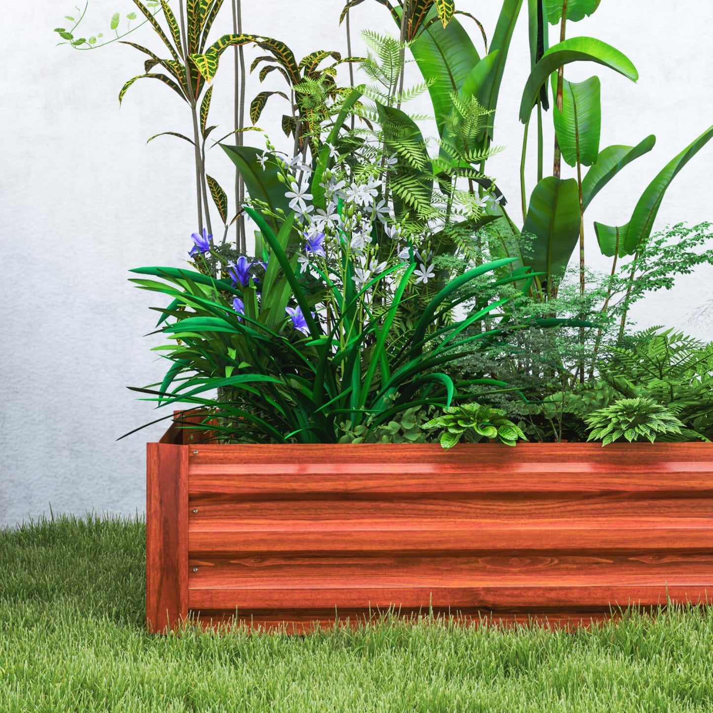 Metal Planter Box, 2-Piece Galvanized Raised Garden Bed - Dark Brown - Set of Two - Outdoor Durable - for Growing Plants