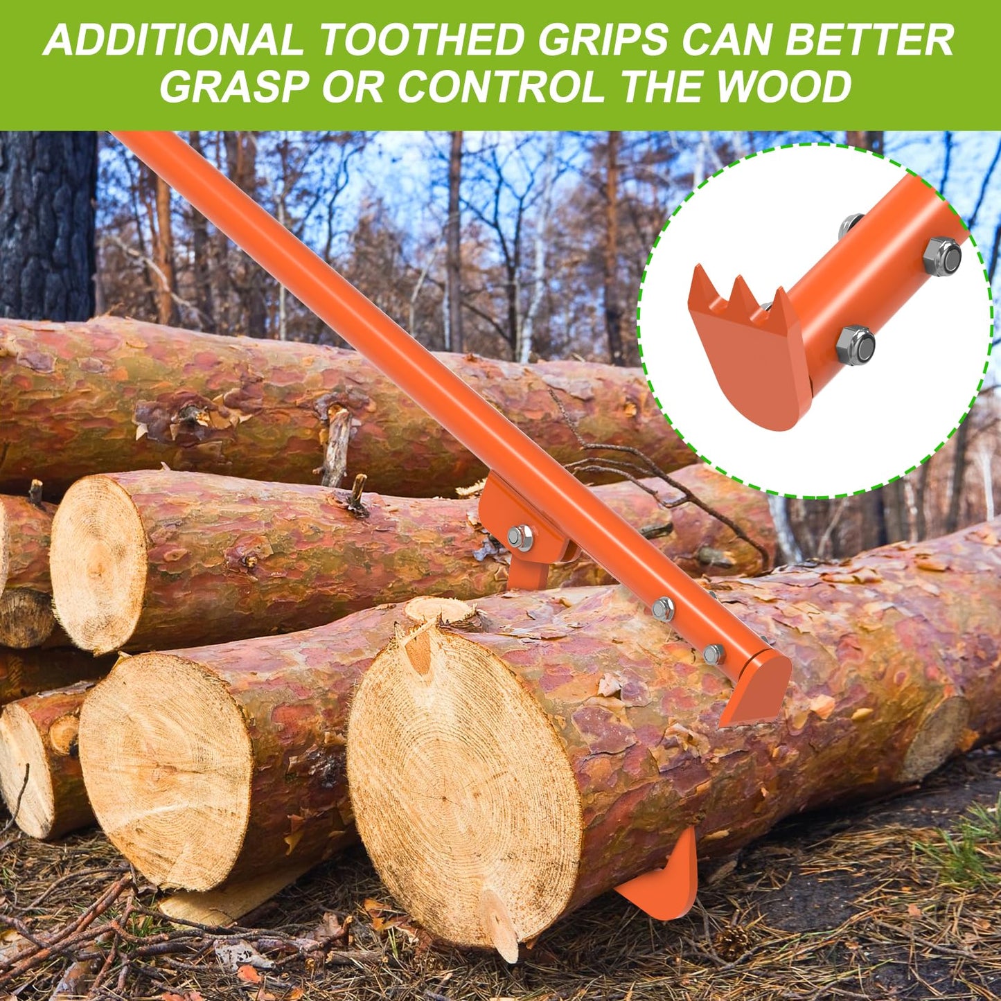 Dolibest 42/49'' Steel Cant Hook Tool, Log Peavey Tool, Cant Logging Tool, Dual Function Log Handler Tool for Rolling and Clamping Logs, with Adjustable Hook and 9.4'' Non-Slip Handle