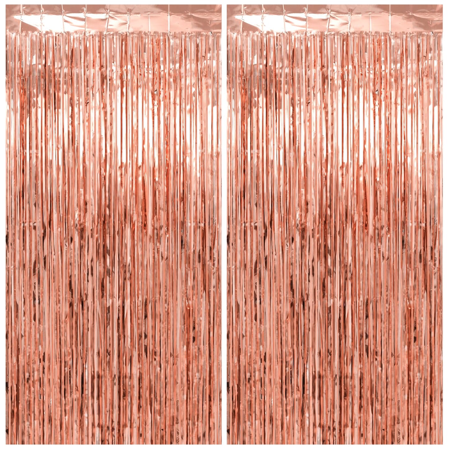 PatiCool Thicken Rose Gold Tinsel Backdrop 2 Pack 3.3 x 6.6 FT, Foil Fringe Curtains, Birthday Decorations for Women Girls, Bachelorette Bridal Shower Decorations