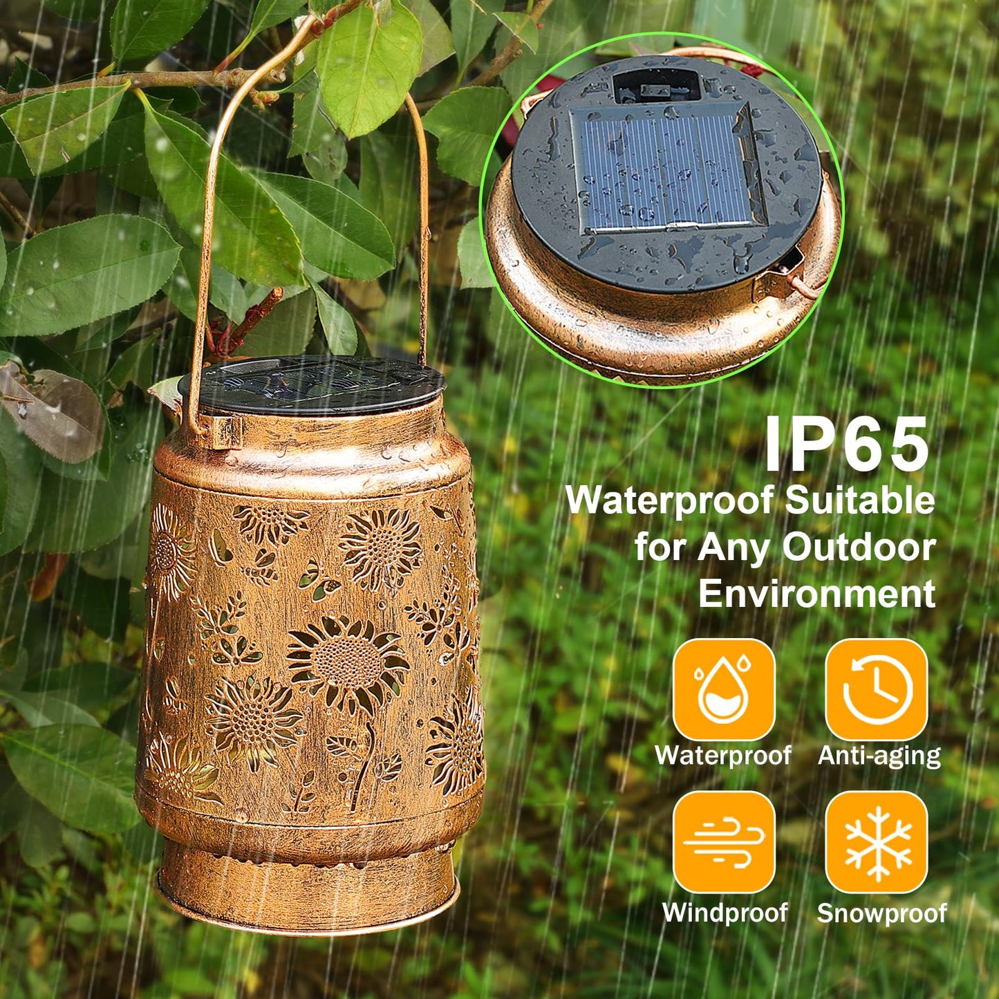 Sunflower Solar Lanterns Outdoor Waterproof, Mothers Day Gifts for Women Mom Grandma, Metal Hanging Lantern Solar Lights LED Decoration with Shepherd Hook Outside for Yard, Patio, Porch, Garden Decor
