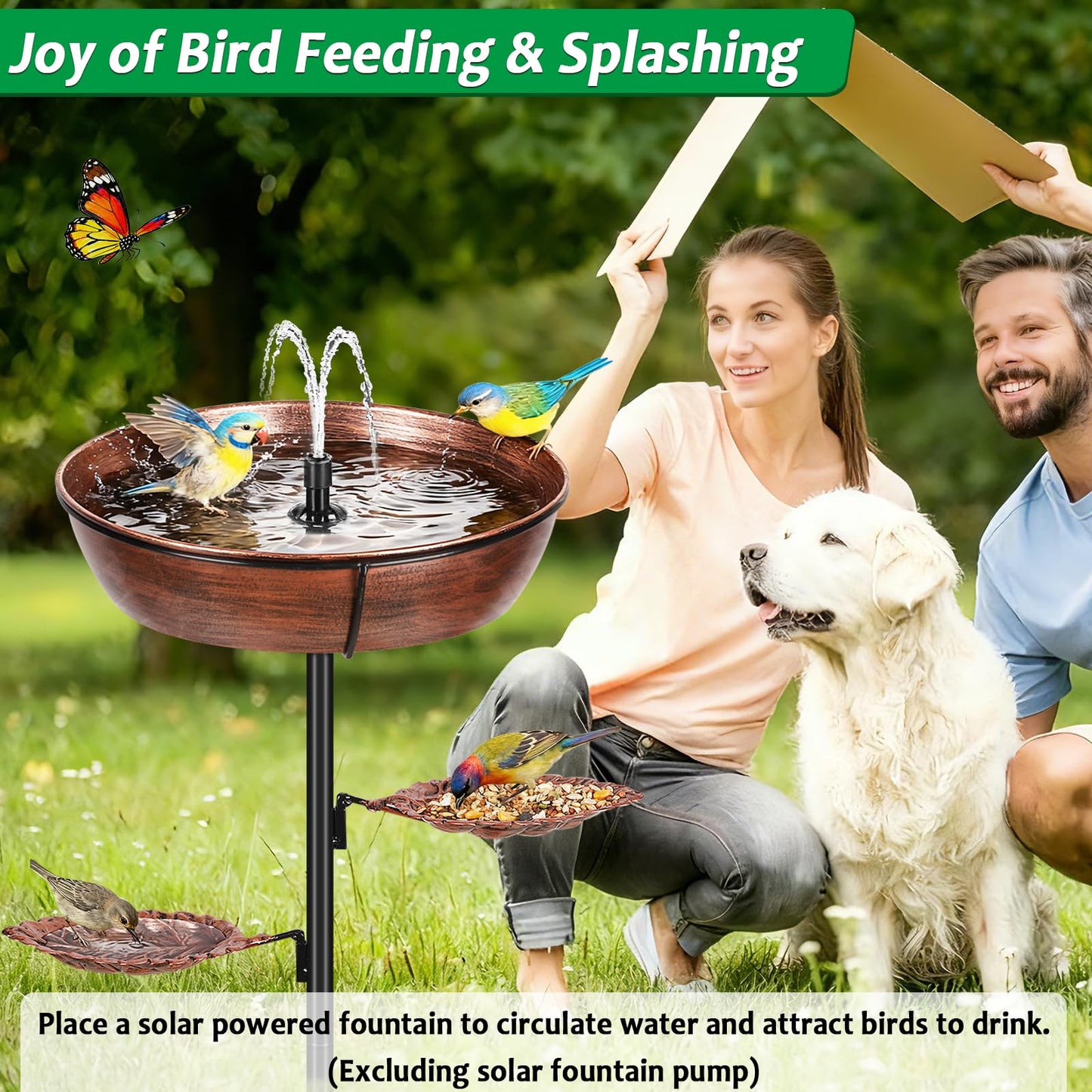 Olpchee Metal Bird Bath for Outdoor - Garden Bird Bath with Removable Bowl Heavy-Duty Base, Winter Birdbath Feeder Rust-Proof Birdbaths for Garden Yard Lawn Decor, Easy to Install(Bronze)