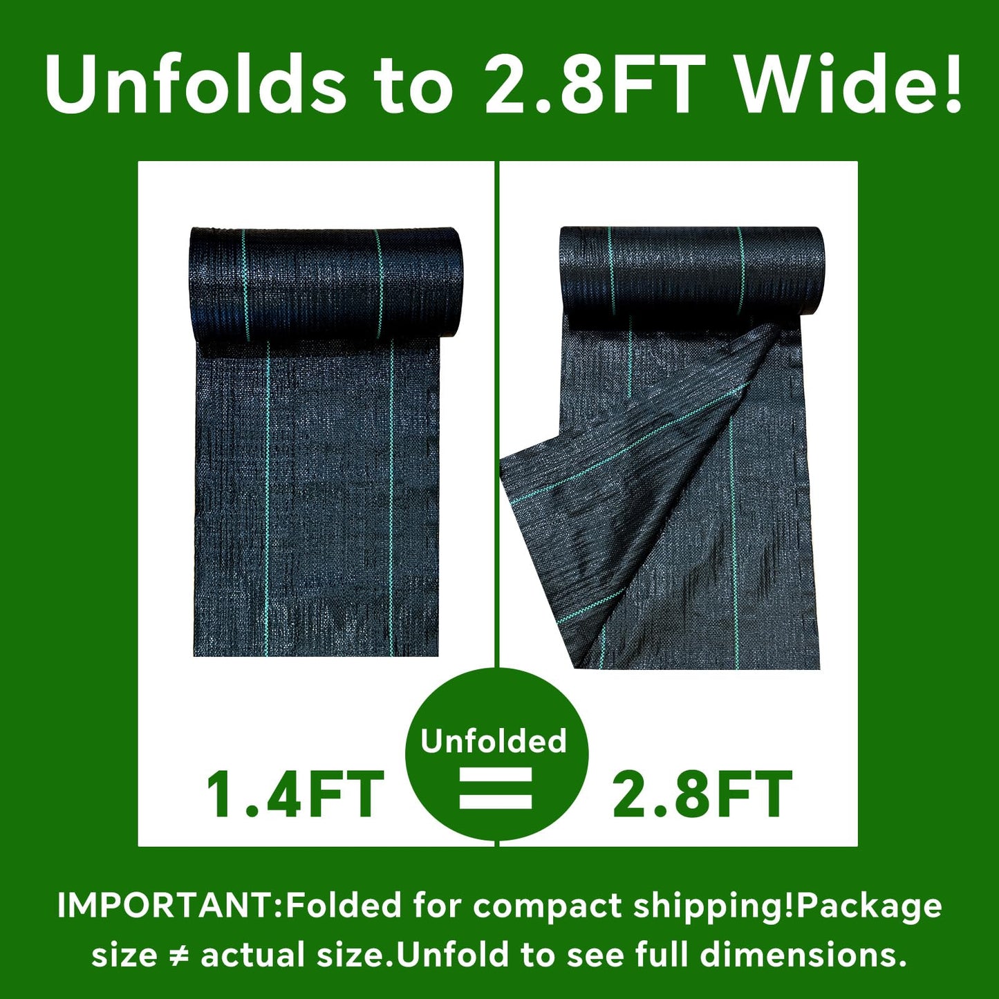 Vanver Weed Barrier Landscape Fabric Heavy Duty,2.8FT x 50FT Premium Garden Weed Blocker Fabric for Weed Control, Plastic Ground Cover with Woven Weed Cloth,Durable Landscaping Fabric