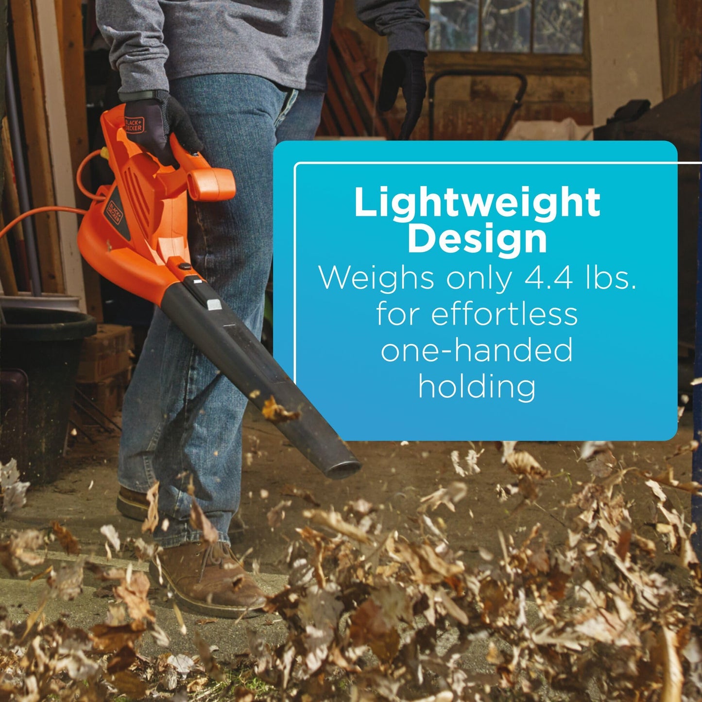 BLACK+DECKER Electric Leaf Blower, Handheld Blowers for Lawn Care, Lightweight, 180 MPH 180 CFM, 7-Amp, Corded (LB700)