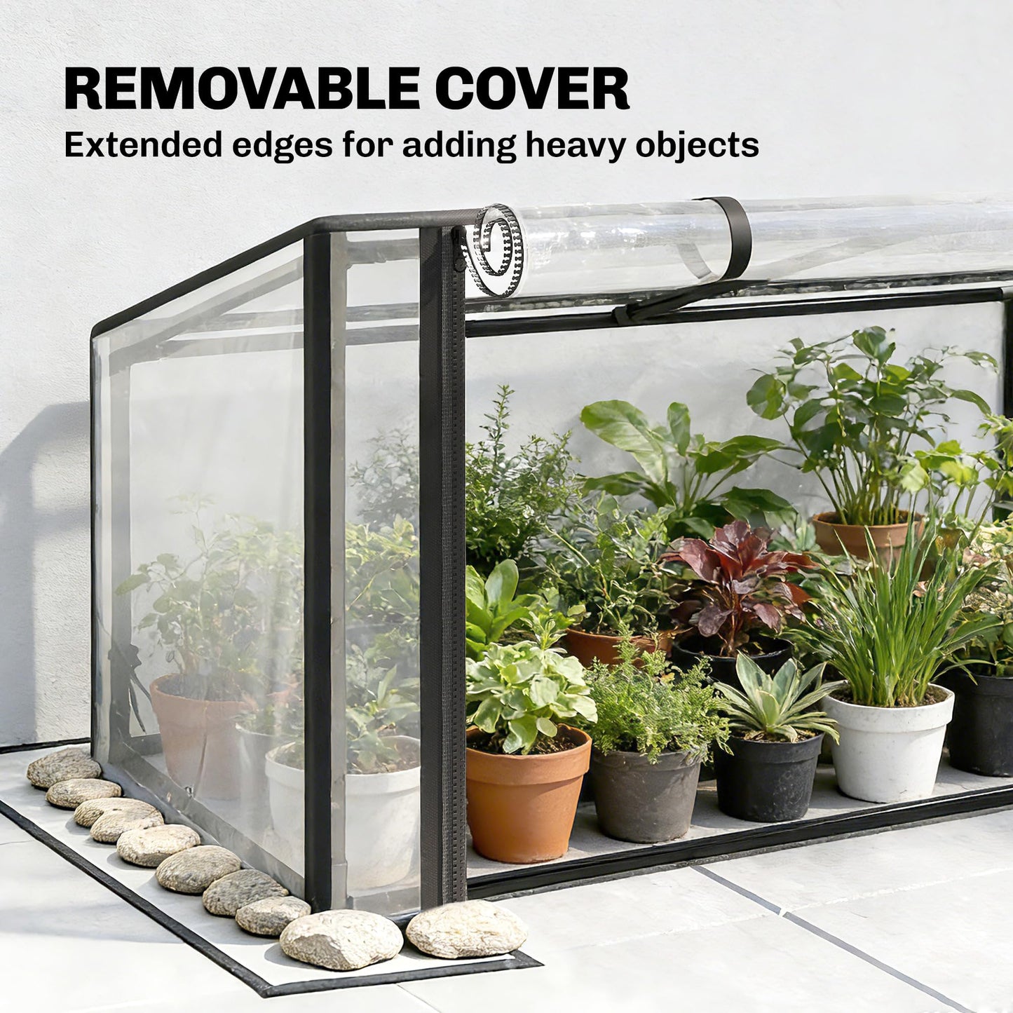 Outsunny Raised Garden Bed with Flip-Up Greenhouse Cover, Metal Elevated Garden Bed with Legs and Drainage Hole, Outdoor Raised Planter Box for Vegetables Herbs Flowers, 39.4" x 18.9" x 52.8", Black