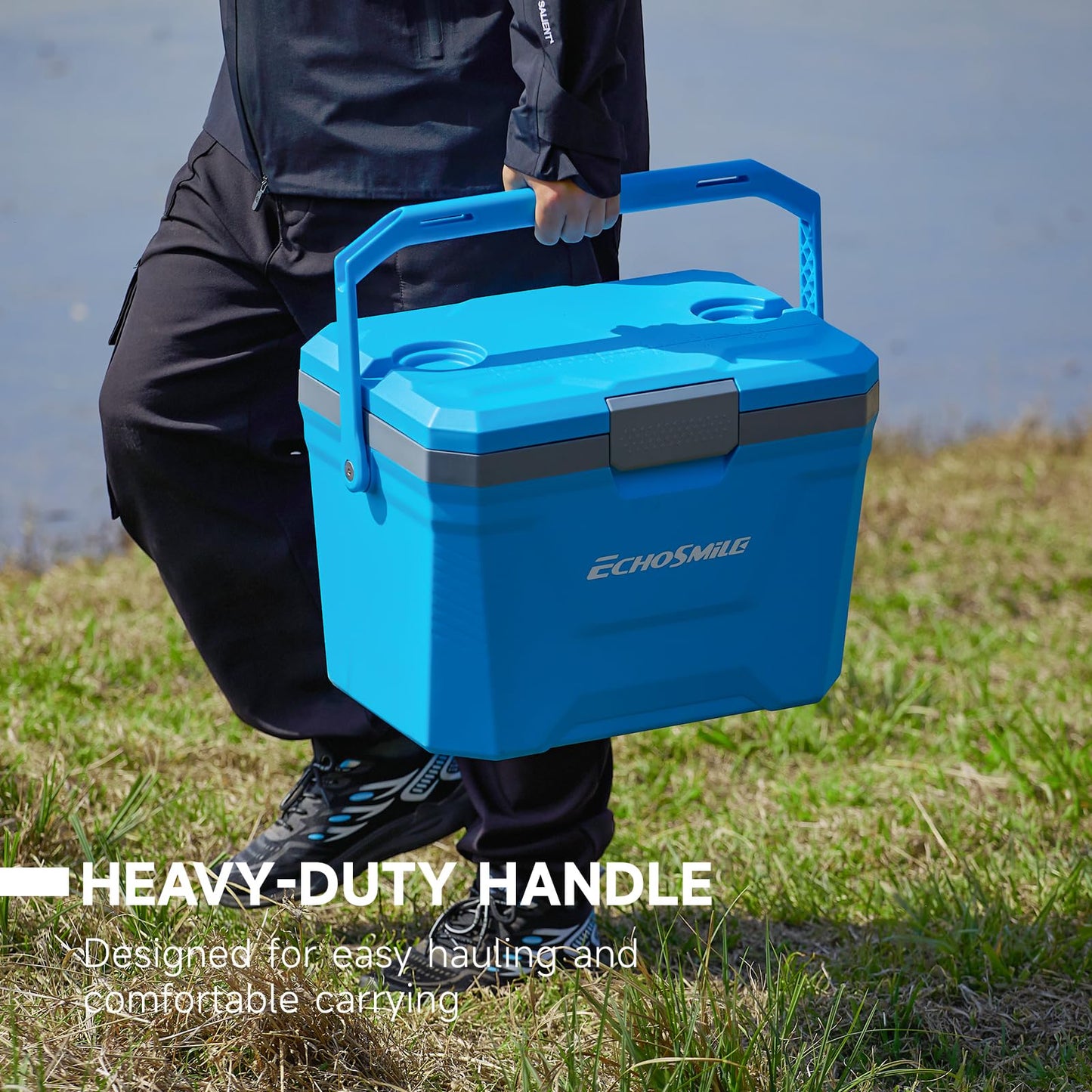 EchoSmile Ultra-Light Portable Cooler 20L/21qt, Outdoor Insulated Ice Chest Box
