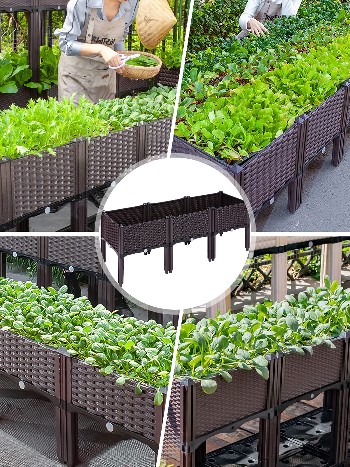 Kalolary 3 Sets Raised Garden Bed Elevated Garden Bed with Legs Patio Plant Boxes Vegetable Flowers Planting Raised Container for Indoor Outdoor Plant Fence Balcony Yard Gardening Supplies