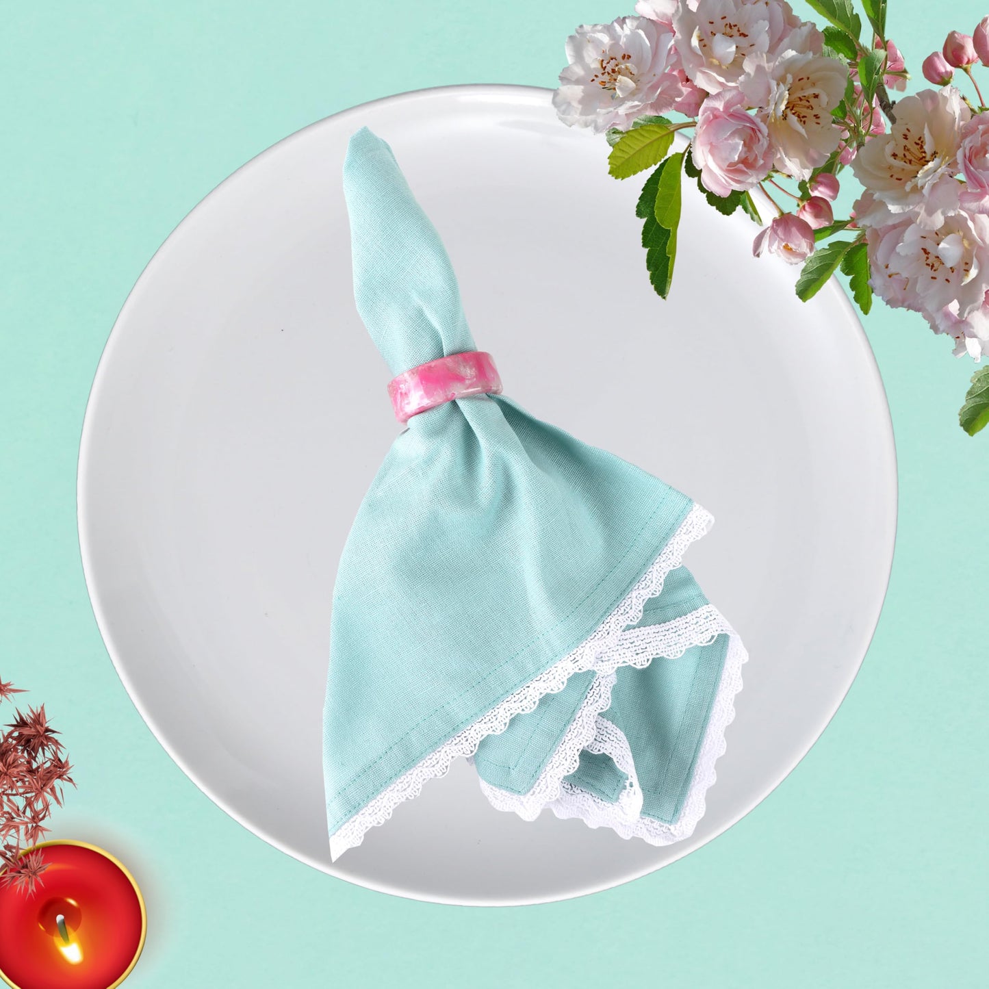 CLEENTABLE Epoxy Resin Napkin Rings Set - 12 Pcs Decorative Pastel Table Holders, 1.5" Dia, Art Deco Style - Ideal for Weddings, Dinner, Parties, Home, Dining, Gifting, Indoor & Outdoor (Multi)