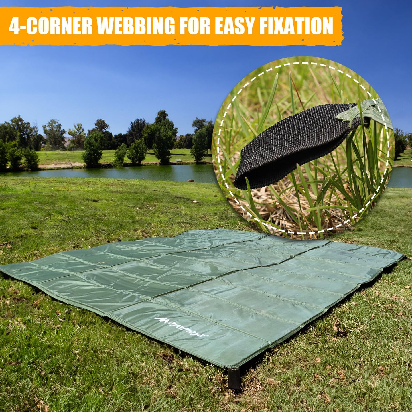 AYAMAYA Foam Sleeping Pad for Camping - Foldable Camping Mattress for 3 4 Person, Extra Thick Waterproof Tent Footprint Inner Camping Mat for Outdoor Backpacking Hiking Picnic Camping