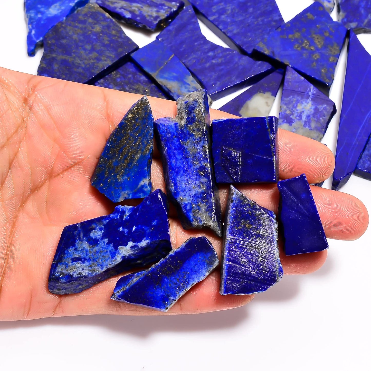 Natural Lapis Lazuli Raw Slice Gemstone- Healing Crystals for DIY Jewelry Making -Loose Natural Cabochon -Perfect for Crafting Unique Jewelry Designs (5 pcs, 25-35 mm)