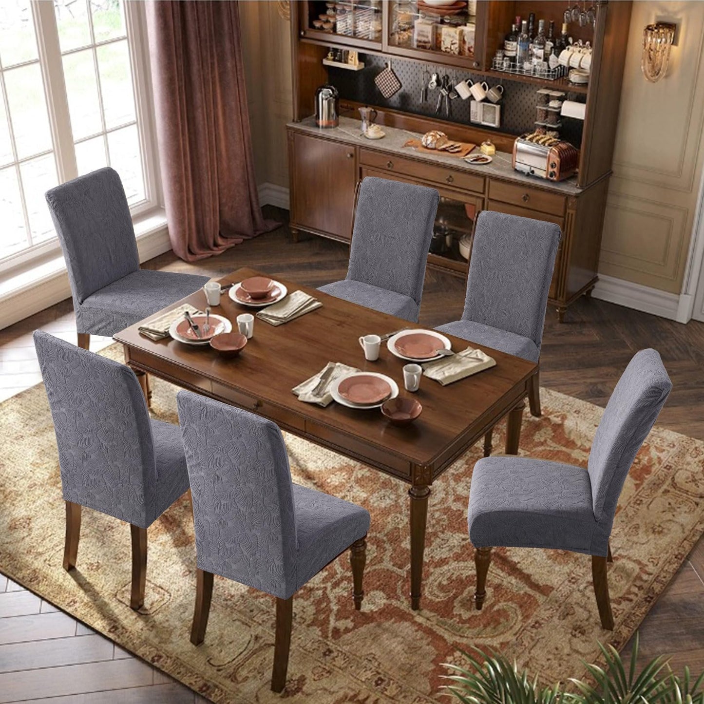 YUEANG Waterproof Dining Chair Covers, Chair Covers for Dining Room Stretch Parsons Chair Slipcover, for Dining Room Kitchen Chair Protector Cover, Removable, Washable