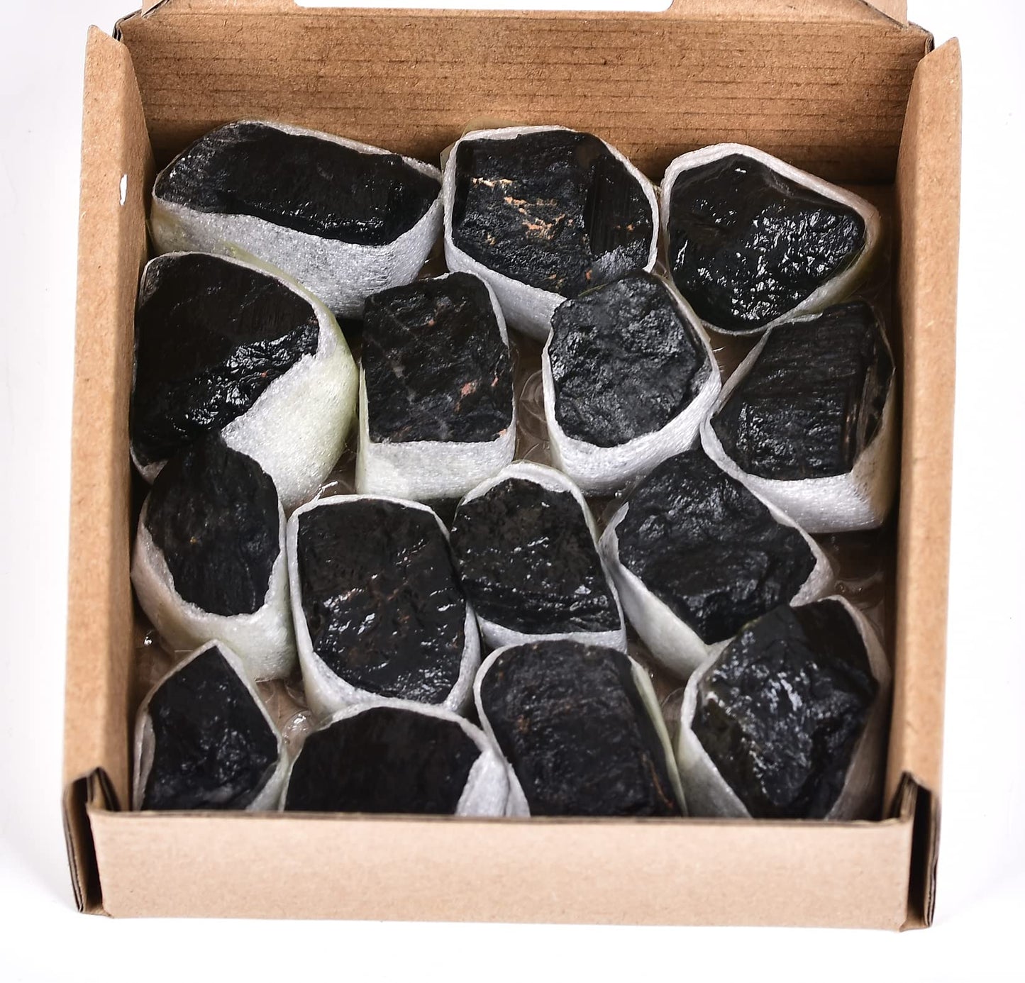 JIC Gem 12-16Pcs 0.7 Lbs Irregular Shape Black Tourmaline Raw Crystal Bulk Natural Black Tourmaline Quartz Crystals and Healing Stones,Madagascar Gemstone Rough Stones Crystal Bulk