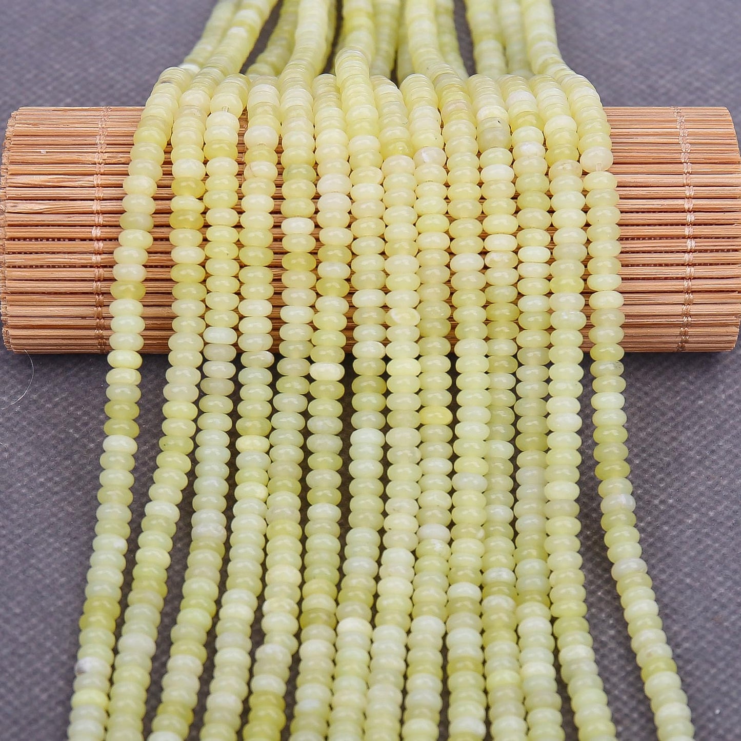 BONNY BOXX 1 Strand Natural 2 * 4mm Lemon Jade Rondelle Beads, Natural Abacus Disk Stone Beads Loose Spacer Gemstone for DIY Bracelet Necklace Jewelry Making