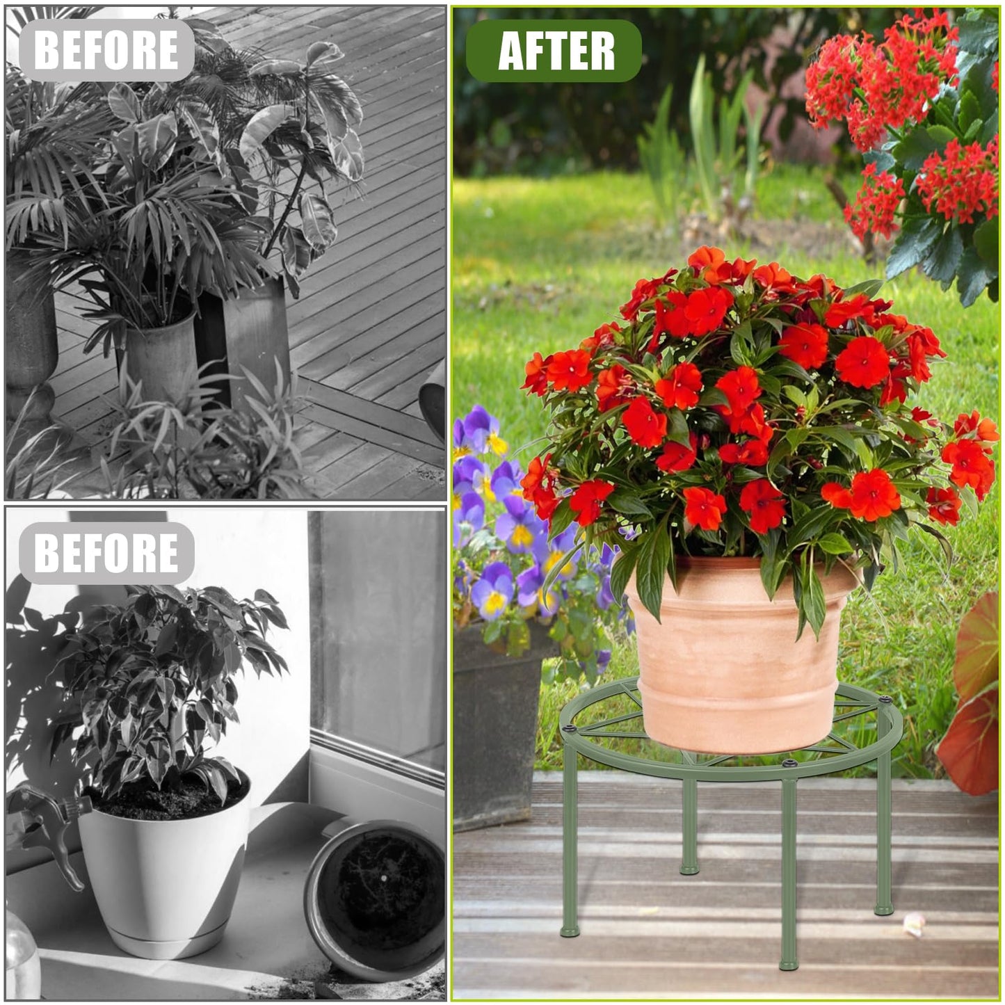 lokeisna Metal Plant Stands, Anti-Rust Iron Flower Pot Stand, Heavy Duty Plant Pot Shelf, Decoration Racks for Home Indoor and Outdoor 10 Pcs (Green)
