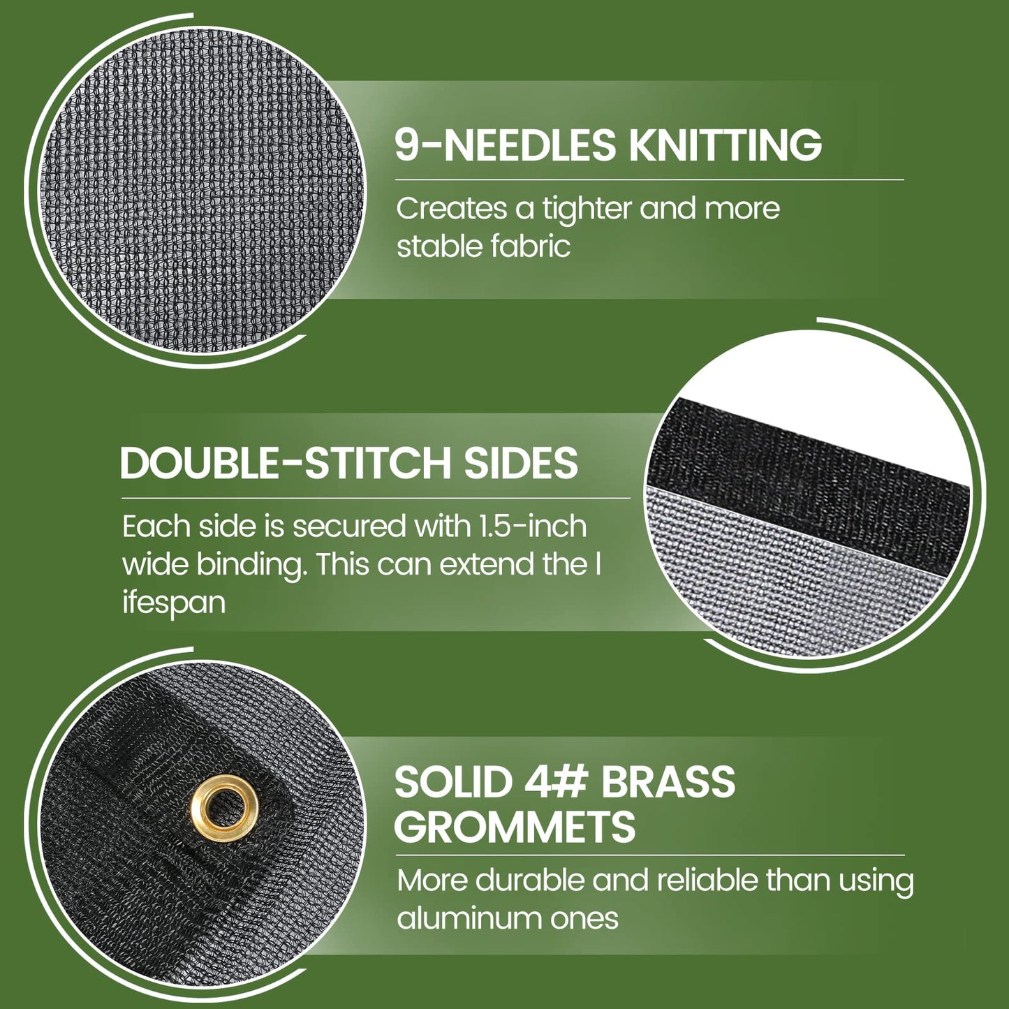 [Windscreensupplyco] 60-70% 10 FT X 12 FT Mesh Tarp/Shade Cloth 9-Needle Knitted Heavy Duty Black with Grommets for Green House, Garden, pergola, Pools, Dump Truck - MT1012BLKX1
