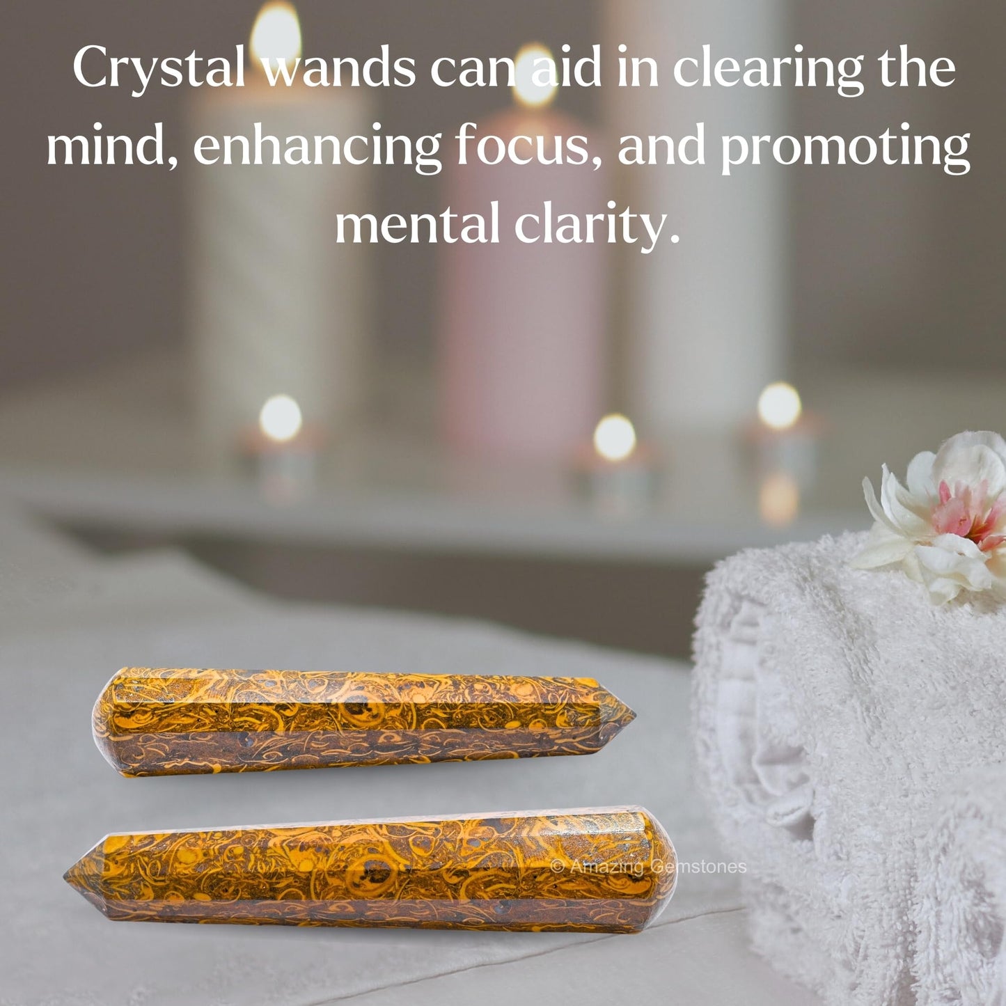 Amazing Gemstone Mariyam Jasper Crystal Wand Massage Stick - Pelvic Wand Gua Sha for Adults - Crystals and Healing Stones Massage Wands for Adults Gifts (Pointed)