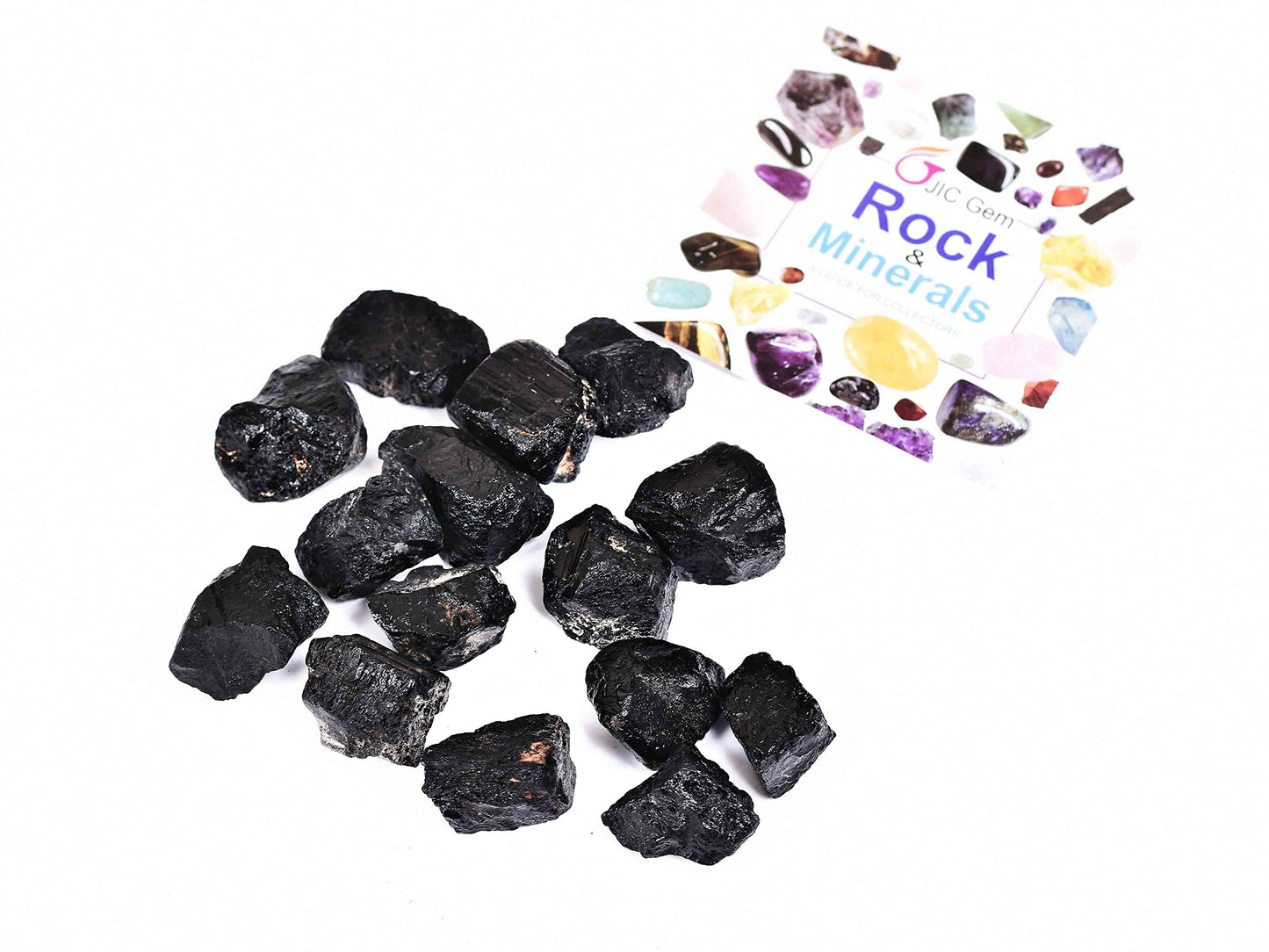 JIC Gem 12-16Pcs 0.7 Lbs Irregular Shape Black Tourmaline Raw Crystal Bulk Natural Black Tourmaline Quartz Crystals and Healing Stones,Madagascar Gemstone Rough Stones Crystal Bulk