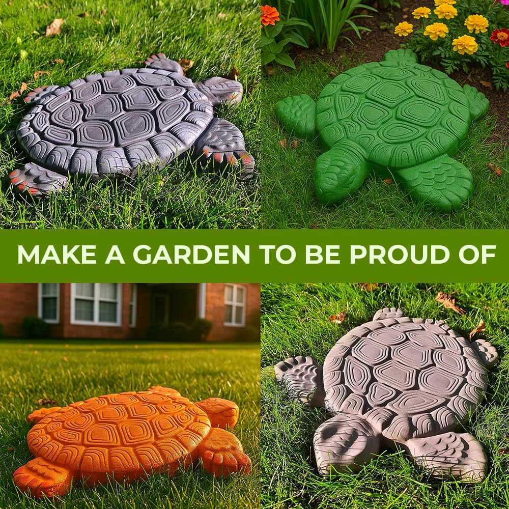 BETONEX Turtle Stepping Stone Mold Garden Concrete Mold Cement Plastic ABS 2mm - Tortoise Mould for Cement - Paving DIY Turtle Garden Stone Path Form