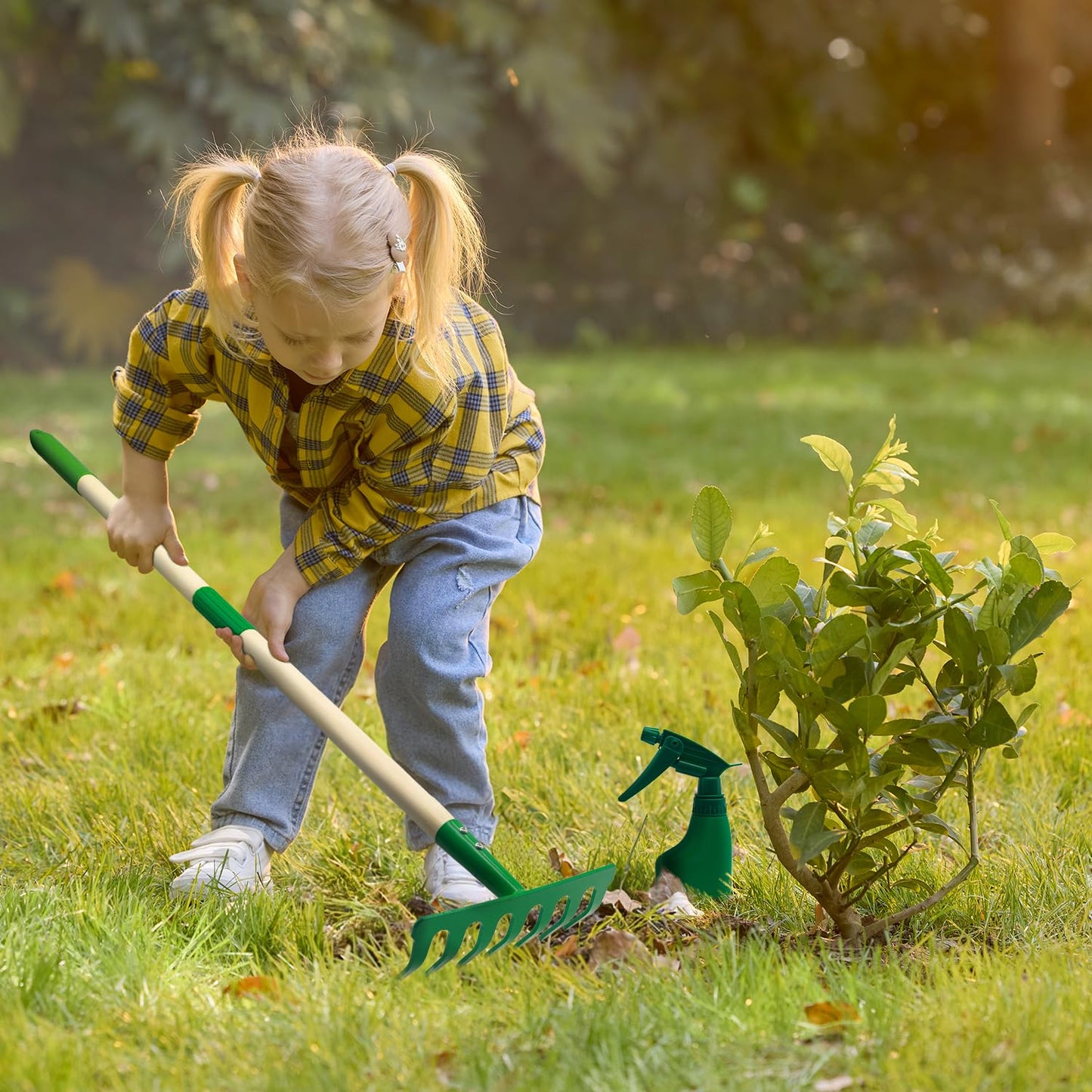 Aka Supaku Kids Gardening Tools Set,8pcs Wheelbarrow Set for Kids with Shovel, Rake, Watering Can Outdoor Backyard Farm Digging Toys, Halloween Christmas Birthday Gifts for Boys Girls