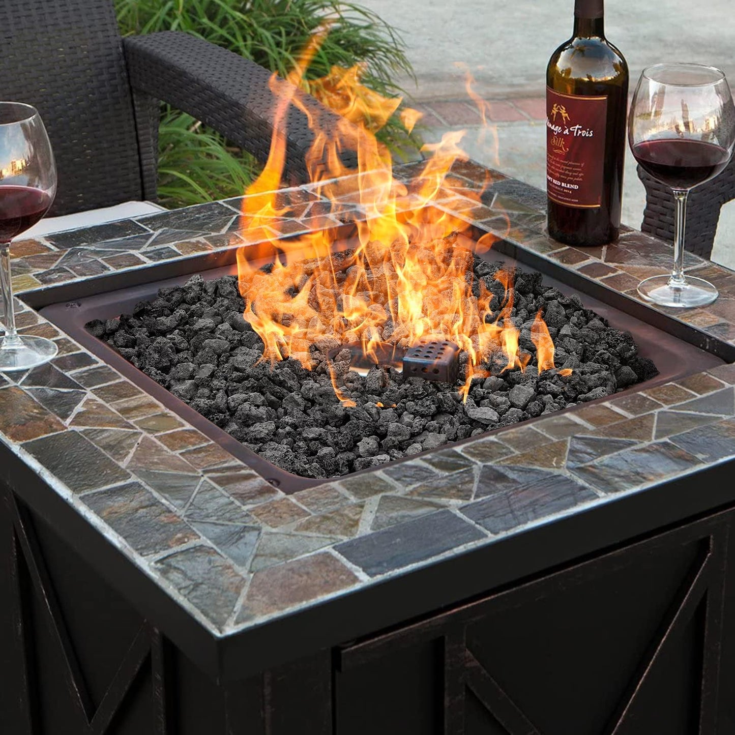 Mr. Fireglass Natural Lava Rock, 0.4"- 0.8" Small Volcanic Lava Rock for Indoor & Outdoor Fire Pits, Fireplaces, Fire Bowls & Fire Table, Decorative Garden Landscaping, Potted Plants -10 Pounds, Black