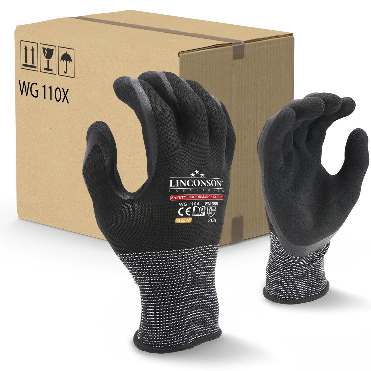 linconson 12 Pack Safety Performance Series Construction Mechanics Work Gloves (S (Pack of 12), Black)