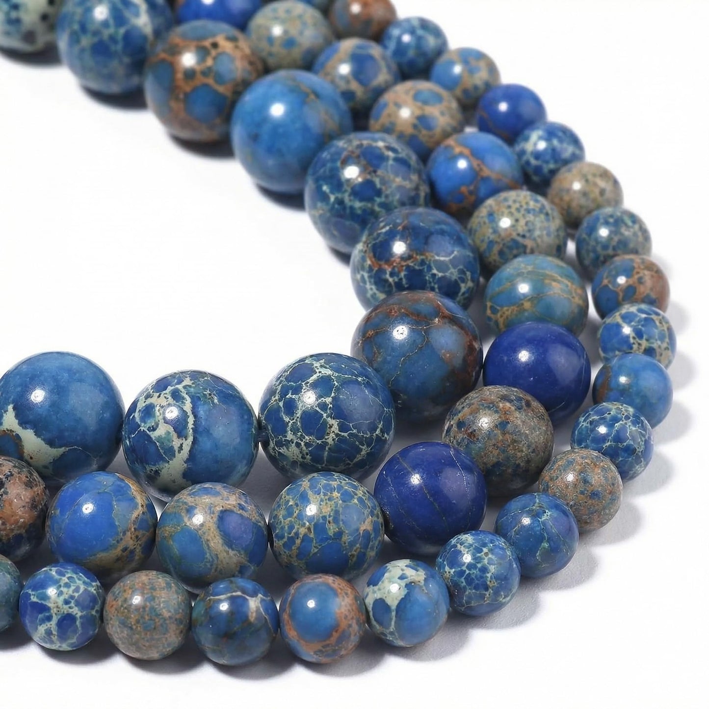 Yochus 45pcs Blue Sea Sediment Beads，8mm Healing Power Natural Stone Round Loose Beads for Jewelry Making Earring Necklace DIY Crafts