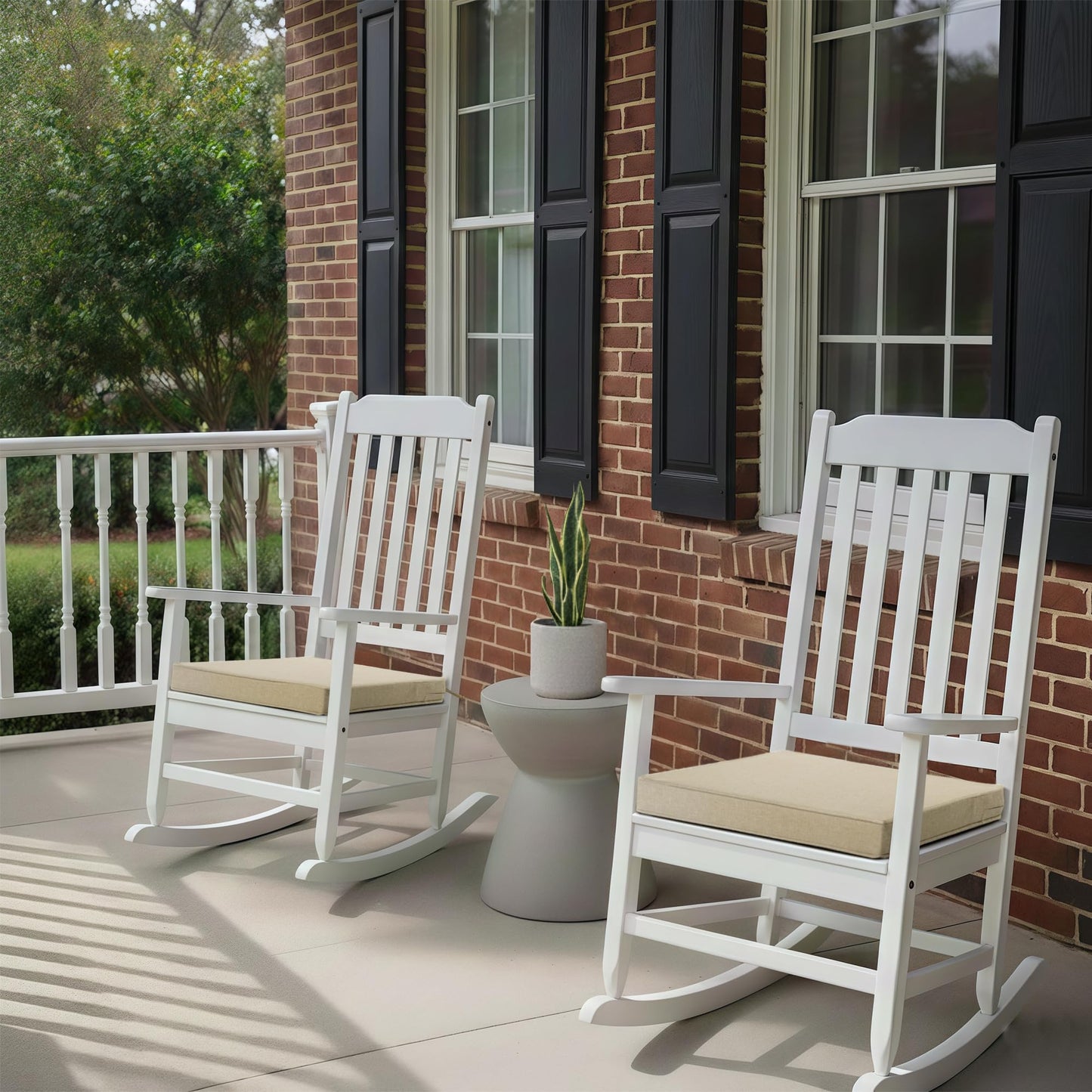 Fitfree Outdoor Chair Cushions, Water-Resistant & Fade-Resistant, Patio Furniture Square Seat Replacement Chair Pads with Ties, Removable Cover, Non-Slip Bottom, Set of 4, 19 x 19 Inch, Natural