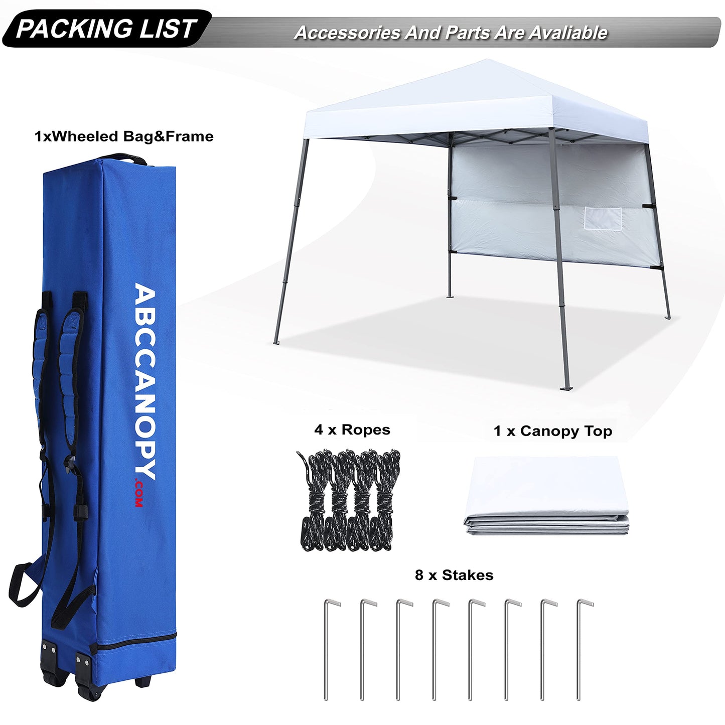 ABCCANOPY Pop Up Canopy Tent-10x10 Outdoor Camping Canopy Slant Leg Beach Canopy Tent with Backpack Bag,10 x 10 ft Base / 8 x 8 ft Top，White