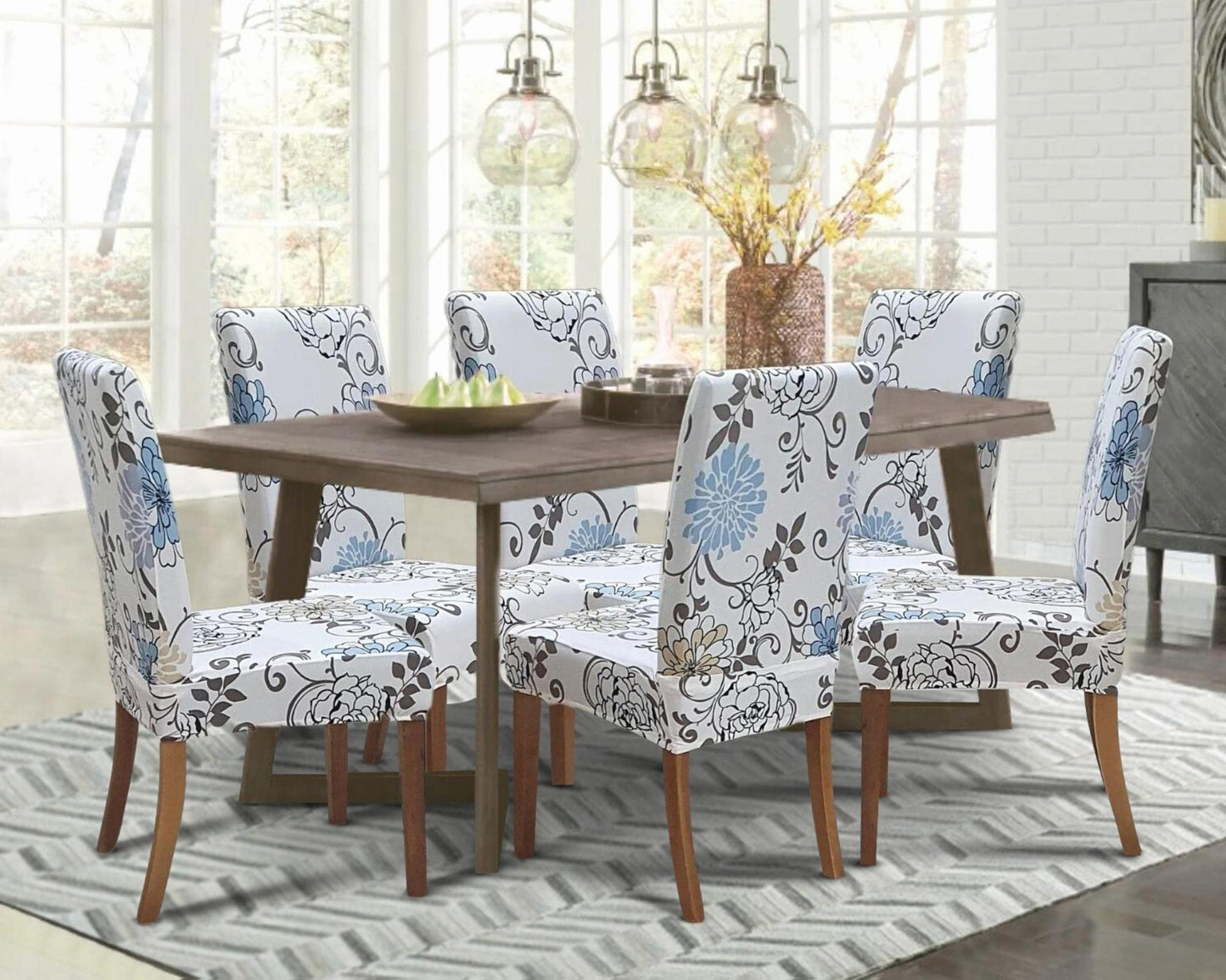 SPRINGRICO Chair Covers for Dining Room Set of 4, Stretch Dining Chair Cover, Washable Spandex Kitchen Parsons Chair Slipcovers, Removable Seat Protector for Home or Party (4 Pack, FLORAL5)